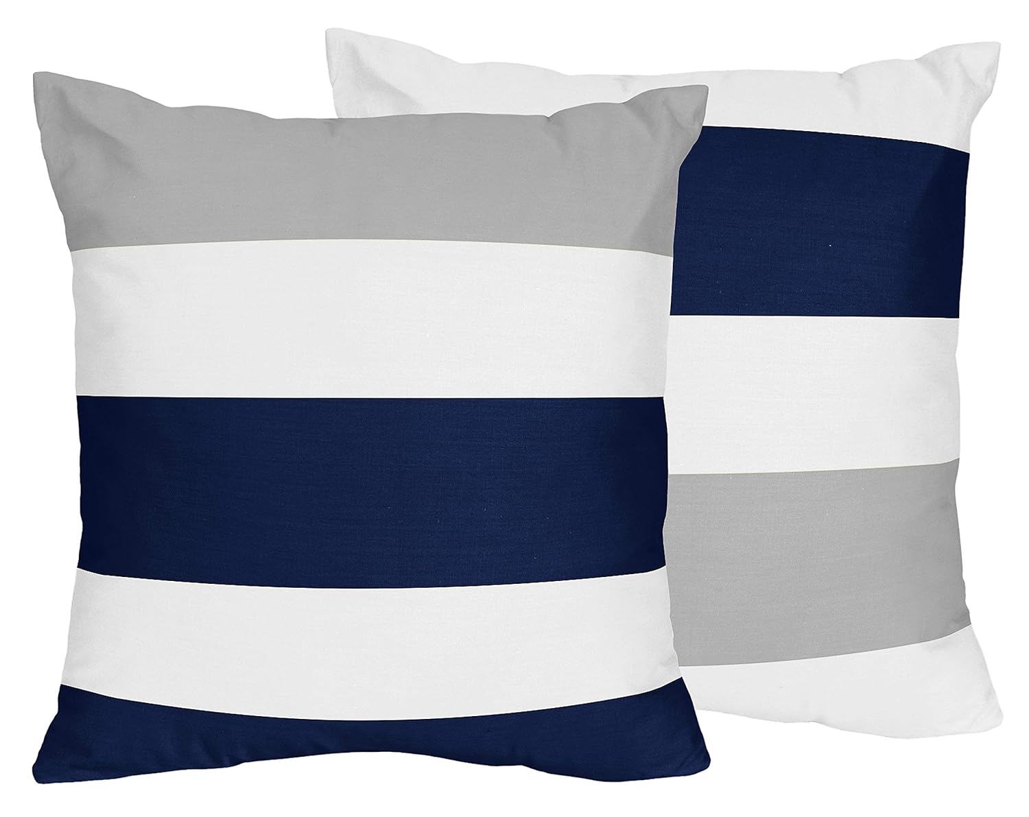 Navy and Grey Stripe Unisex Throw Pillow Covers Set of 2 18x18