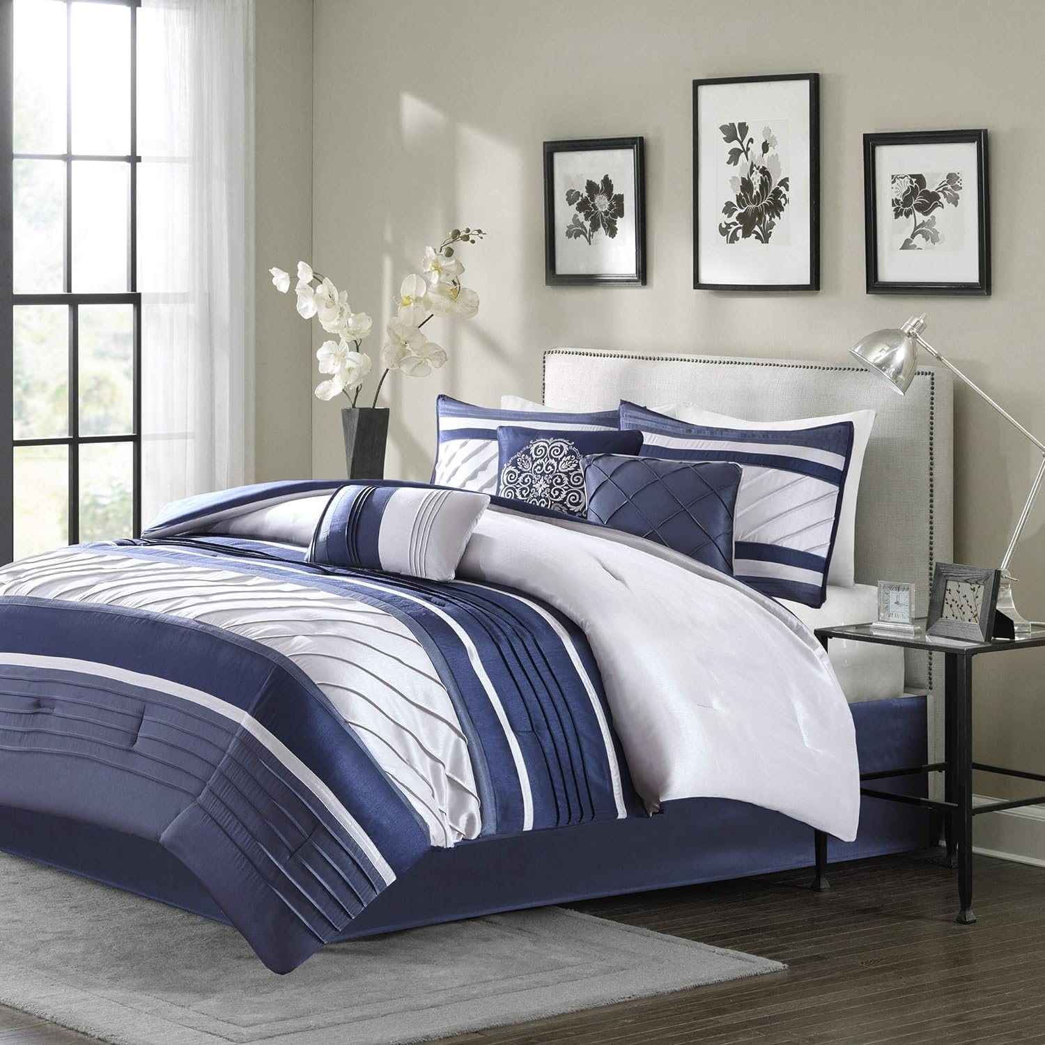 Madison Park Blaire Cozy Comforter Set 7 Piece Navy
