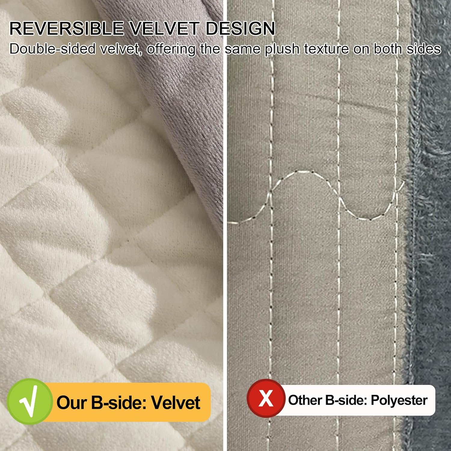 tohrisa Queen Size Velvet Quilt Set 3-Piece