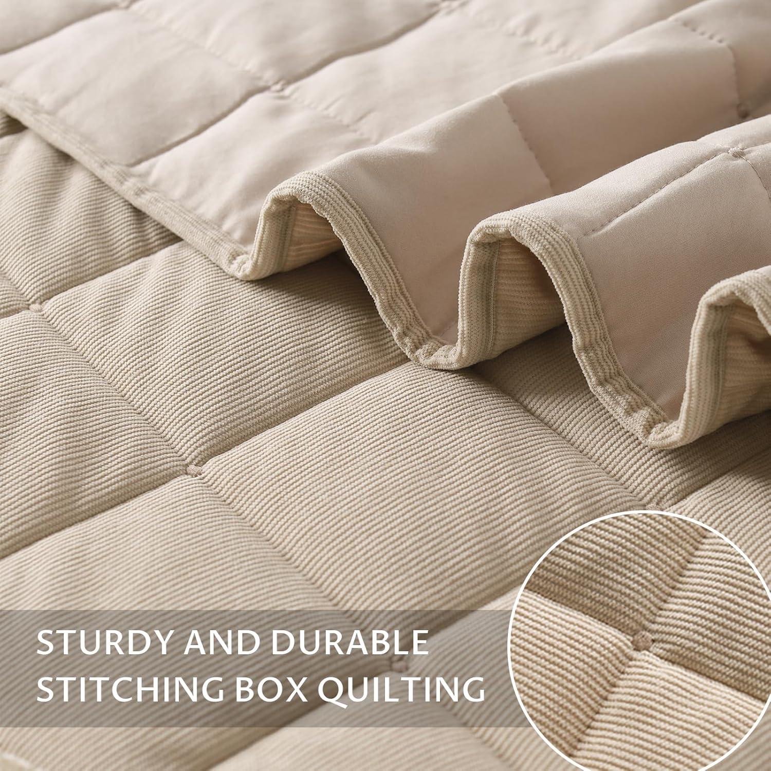 KASENTEX Oversized Queen Quilt Set - Sand Beige