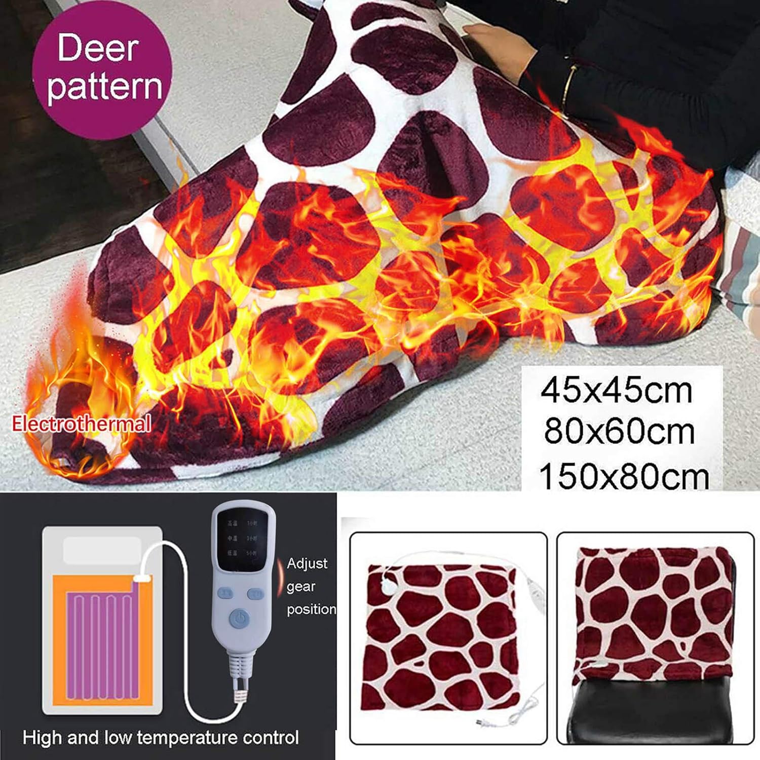 Galeril Electric Throw Blanket - Fast Heating Soft Weighted Warm Blanket with Overheating Protection