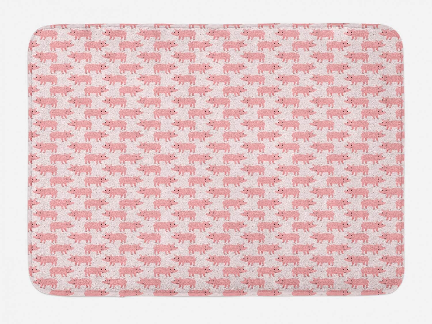 Ambesonne Pig Bath Mat - Farm Animal Cartoon Pastel Plush Decor