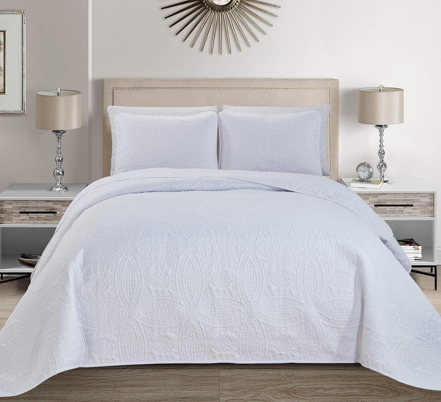MK Home 3pc KingCal King Embossed Bedspread Set