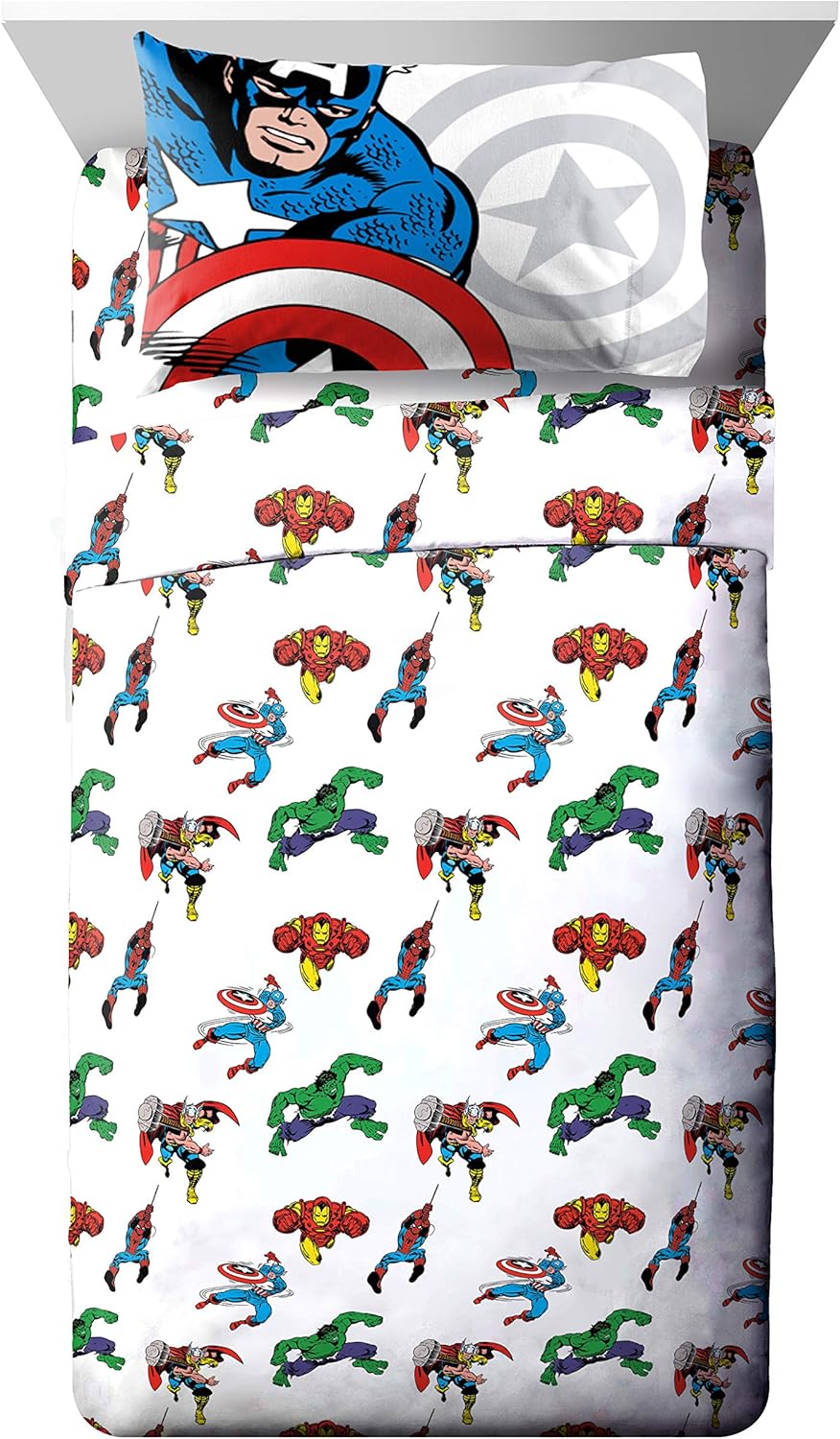 Jay Franco Marvel Avengers Twin Sheet Set - 3 Piece Super Soft and Cozy