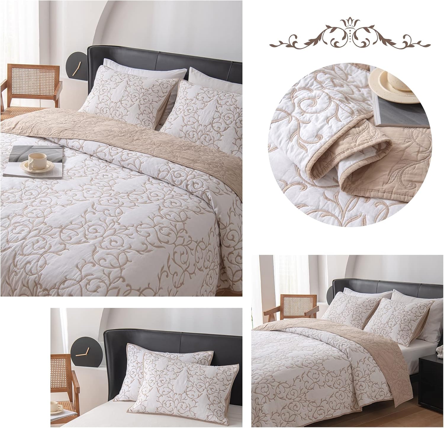 ROOMLIFE Country Quilt Bedspread Set King Size 1