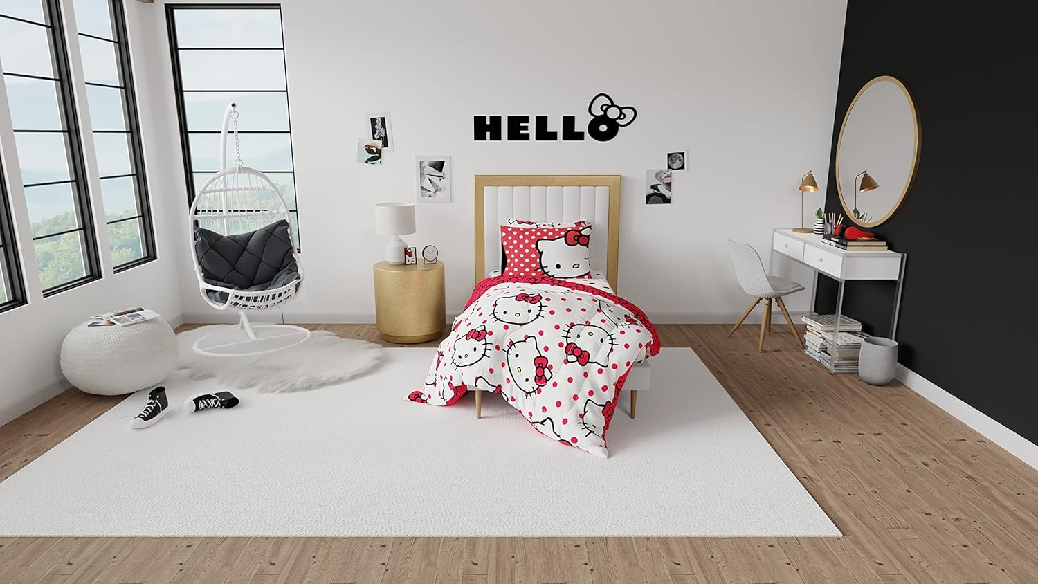Franco Collectibles Hello Kitty Polka Dot Comforter Set