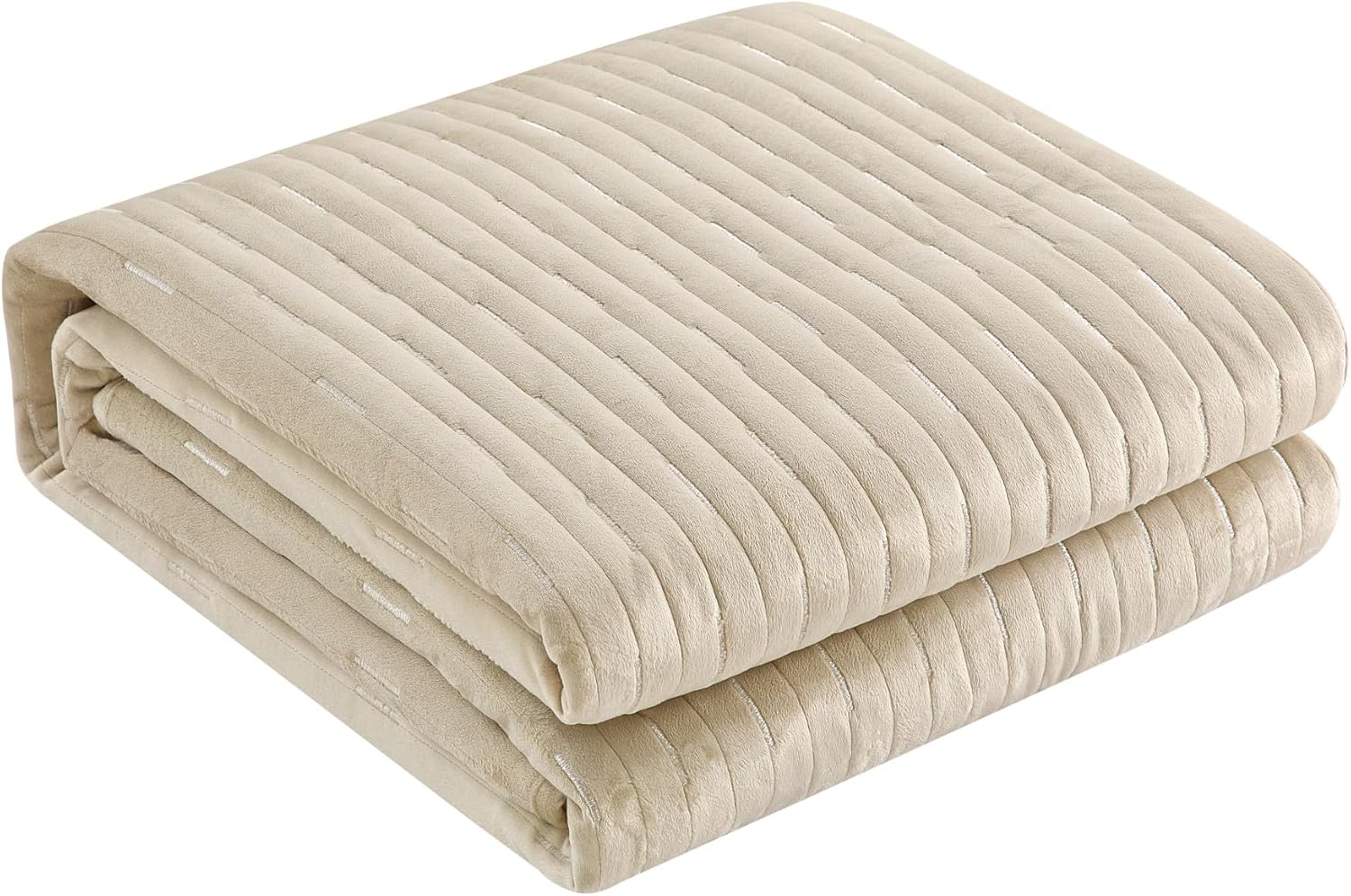 Chic Home Castiel Queen 3-Piece Velvet Quilt Set - Beige