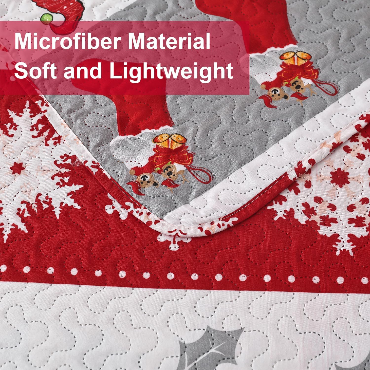 Smuge Christmas Bedspread Queen Size Quilt Set