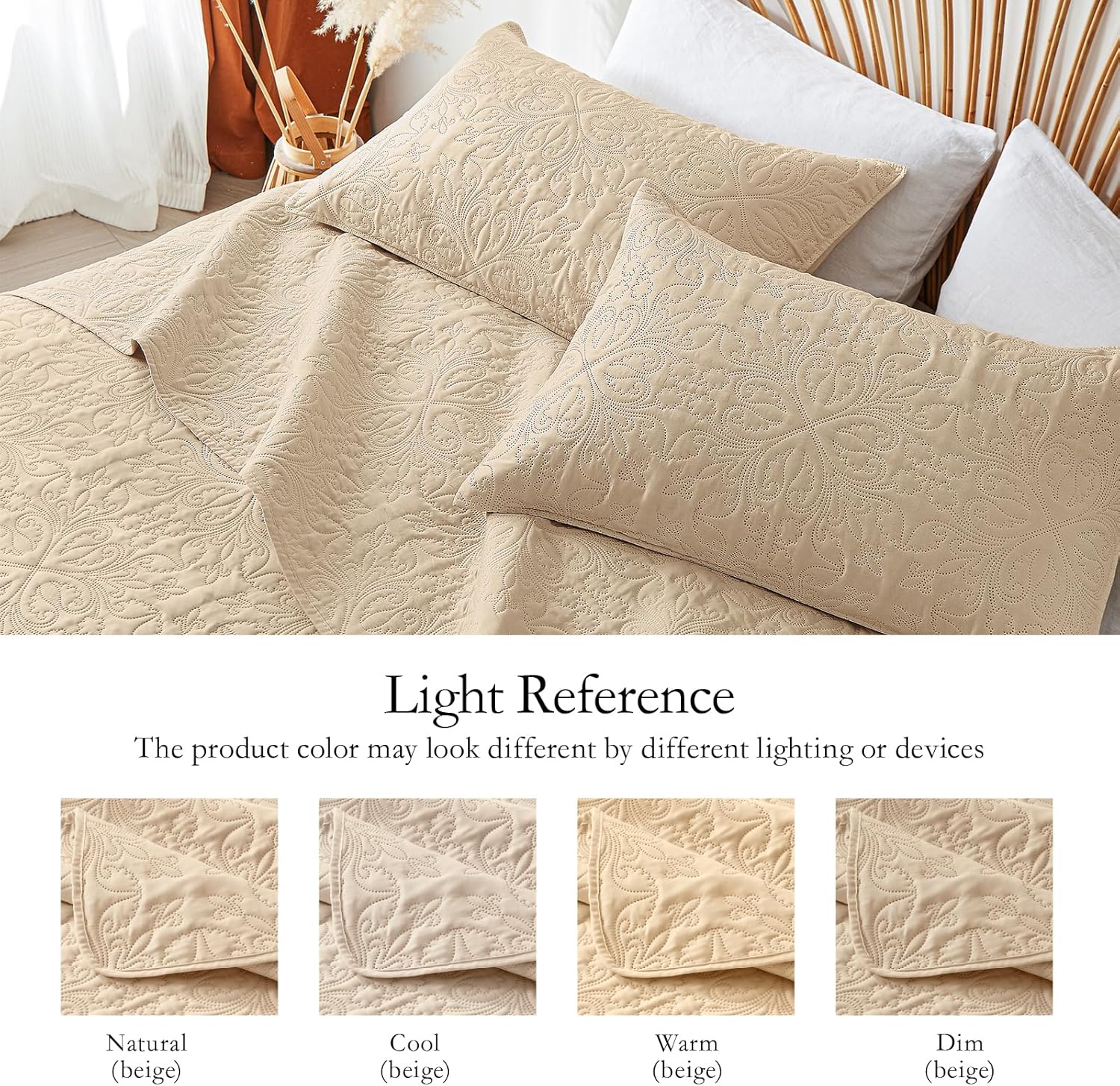 Akkialla Beige Quilt Bedding Set for All Seasons