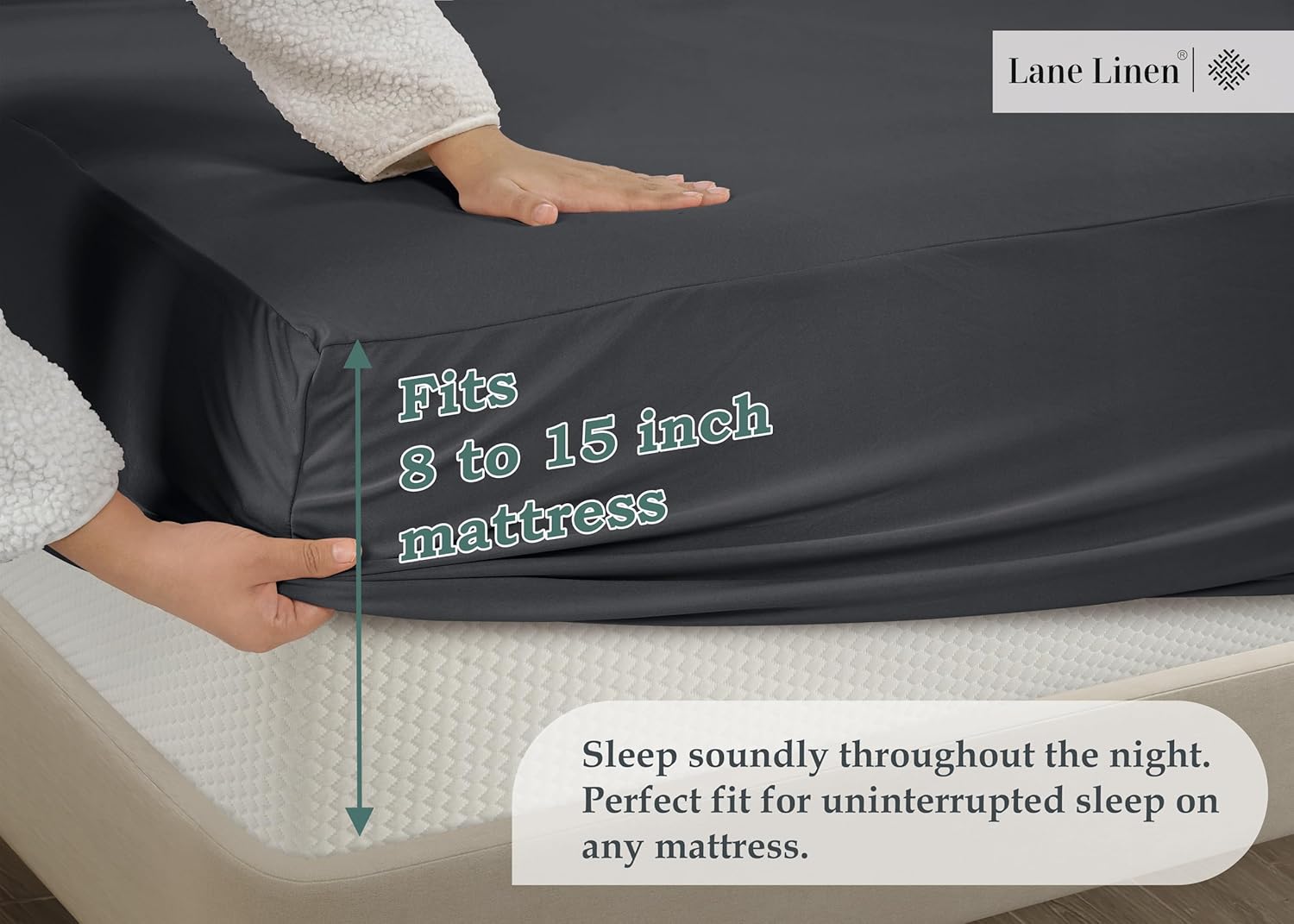 Lane Linen Twin Fitted Sheet - 4 Way Stretch Deep Pocket