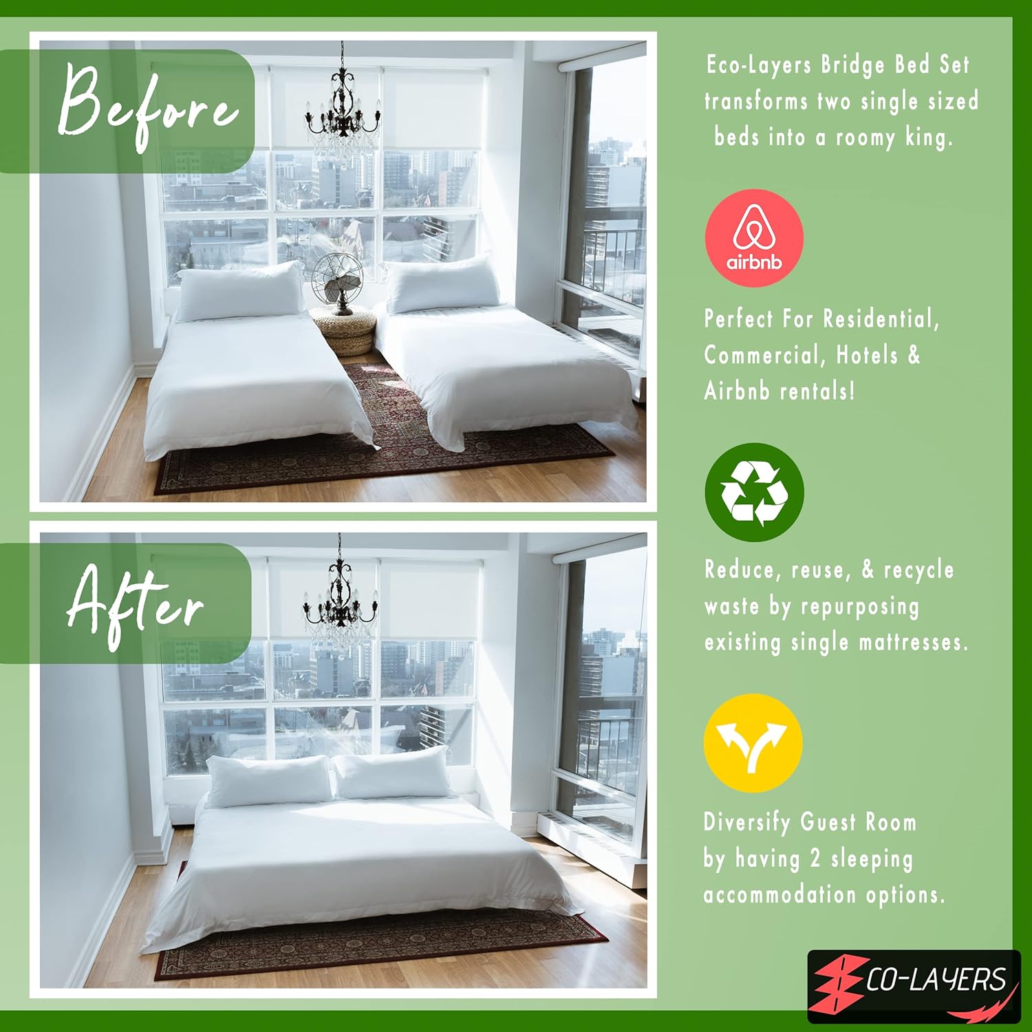ECO-Layers Bed Bridge Twin to King Converter Kit 1