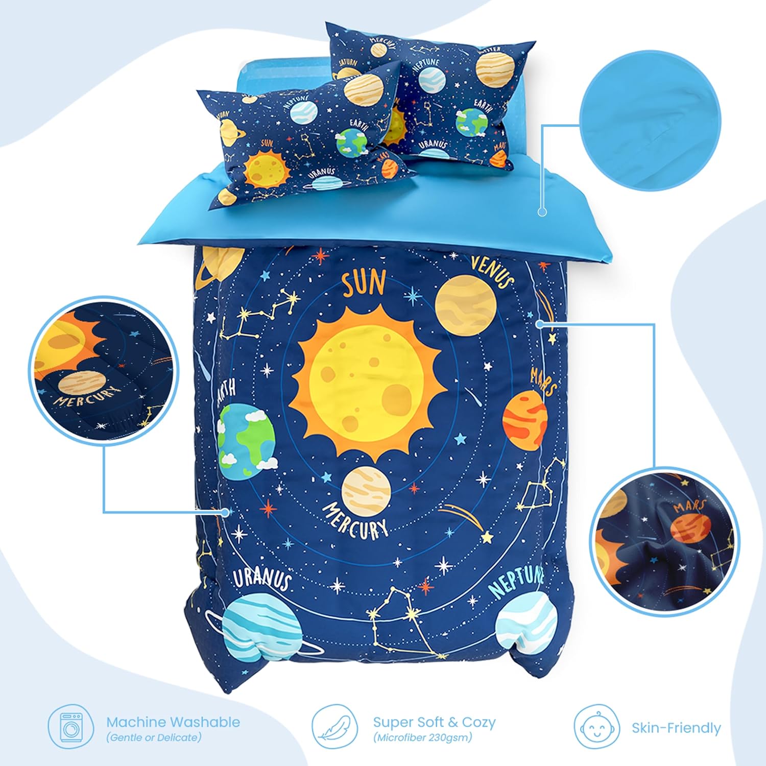 SANDJEST Solar System Duvet Cover Set for Kids