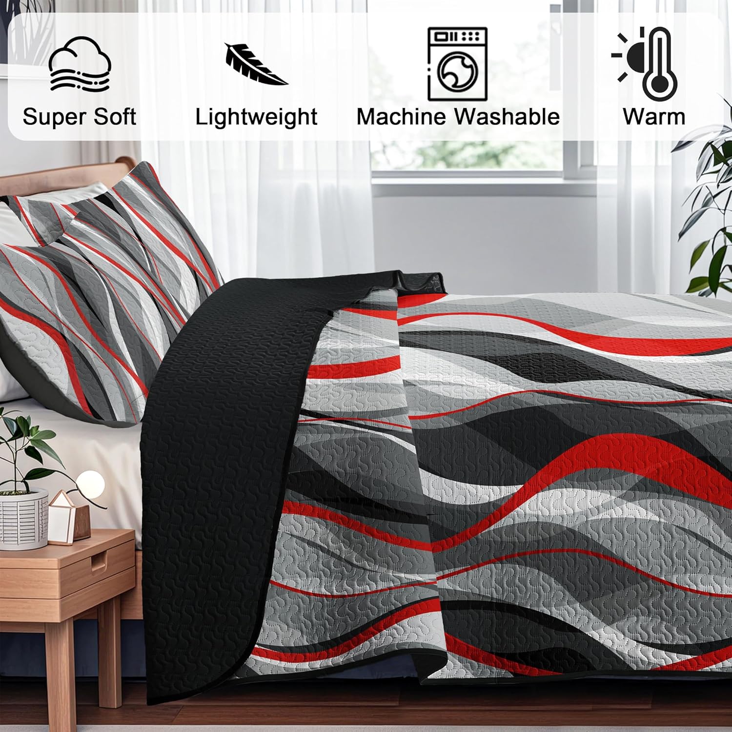Classic Stripe Queen Quilt Set with 2 Shams