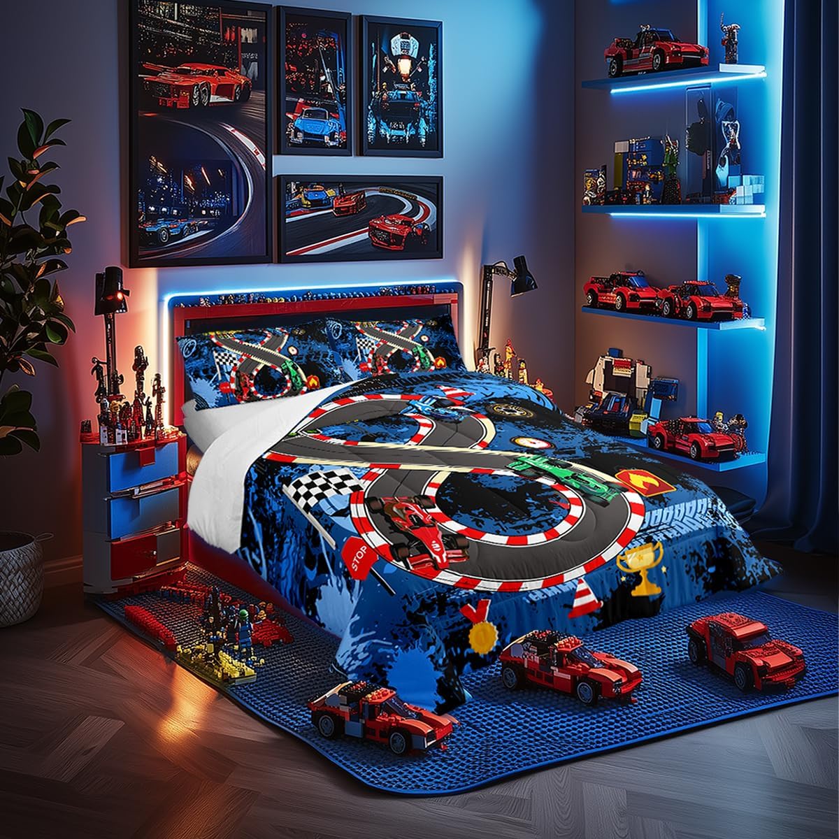 Racing Track Cars Bed Set for Boys and Men