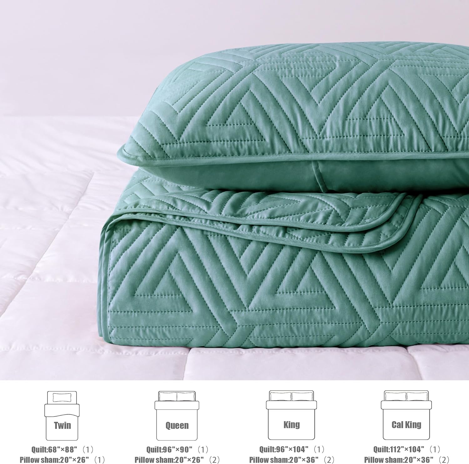 Whale Flotilla Turquoise Green Queen Quilt Set