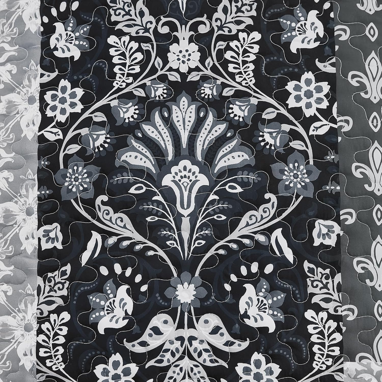 WONGS BEDDING Black Quilt Set King Size 3 Pieces