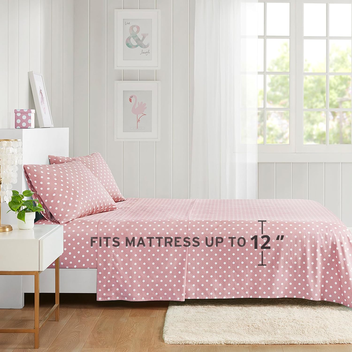 Mi Zone Kids Pink Polka Dot Sheet Set for Girls