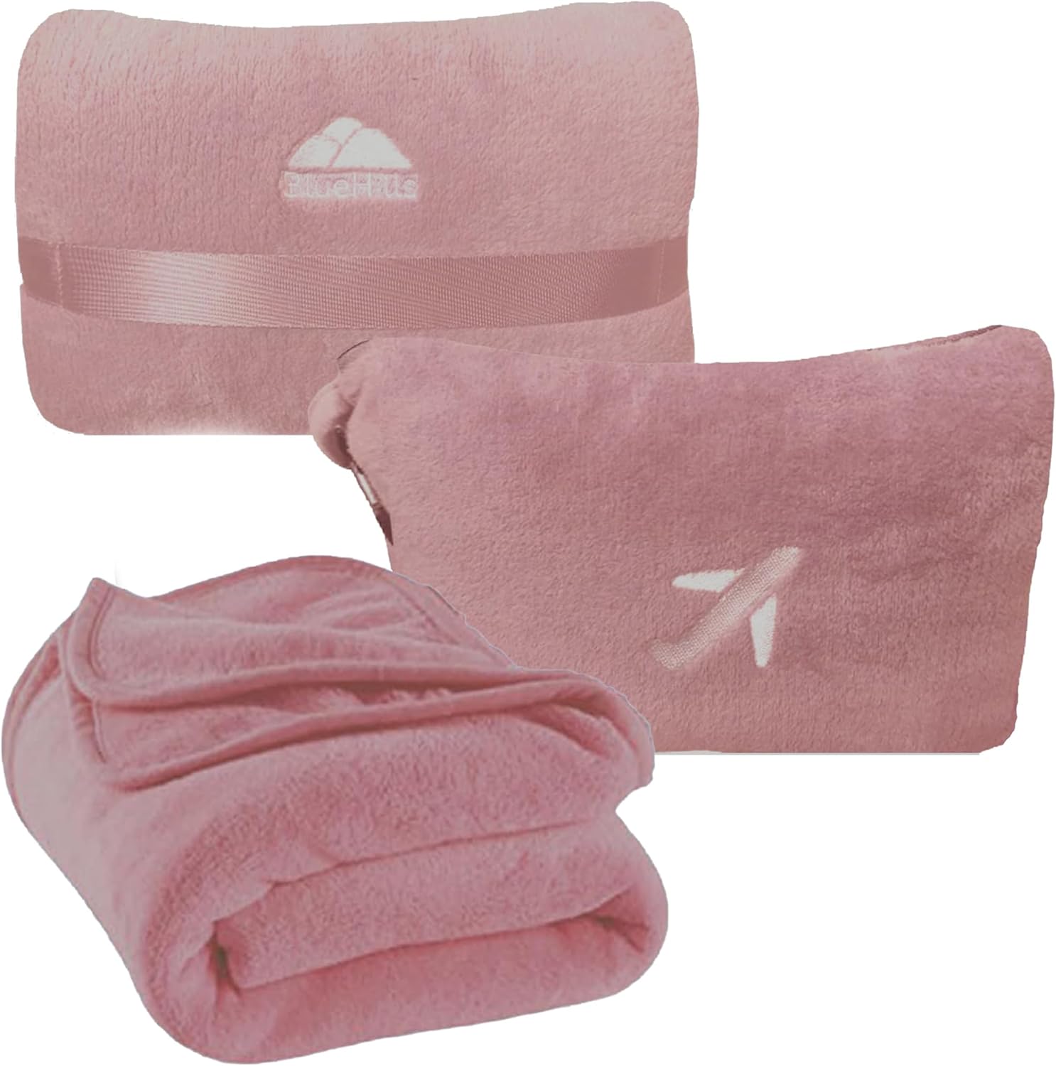 BlueHills Premium Soft Travel Blanket Pillow Dusty Rose Pink M02