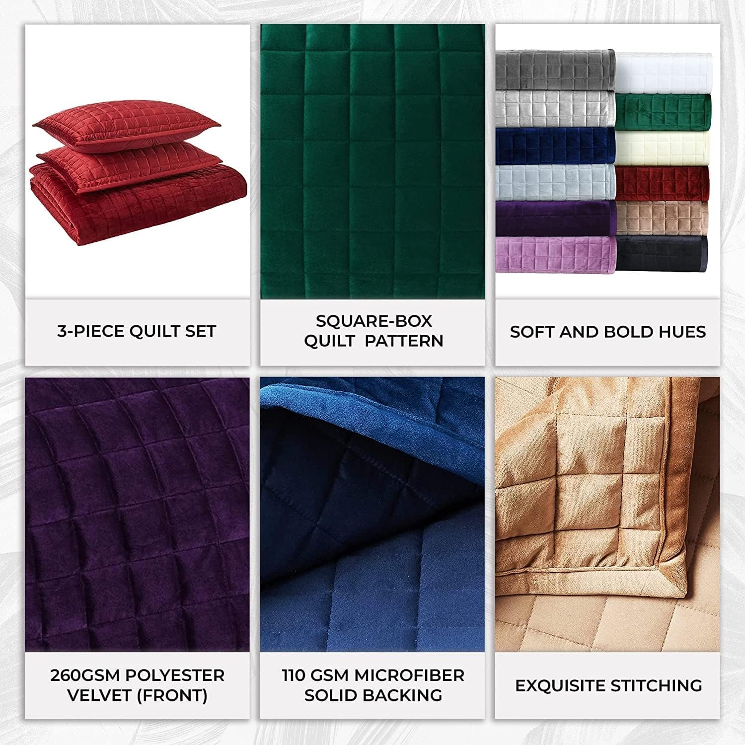 Tribeca Living Emerald Green Velvet Quilt Set King