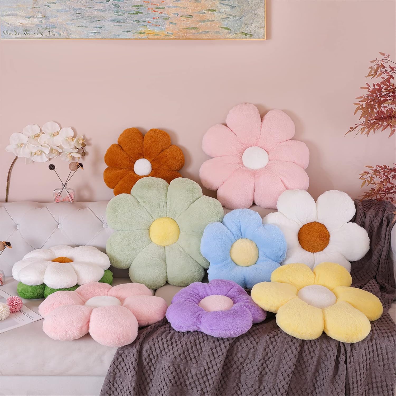 AZCHEN Flower Pillow Decorative Throw Pillow Plush
