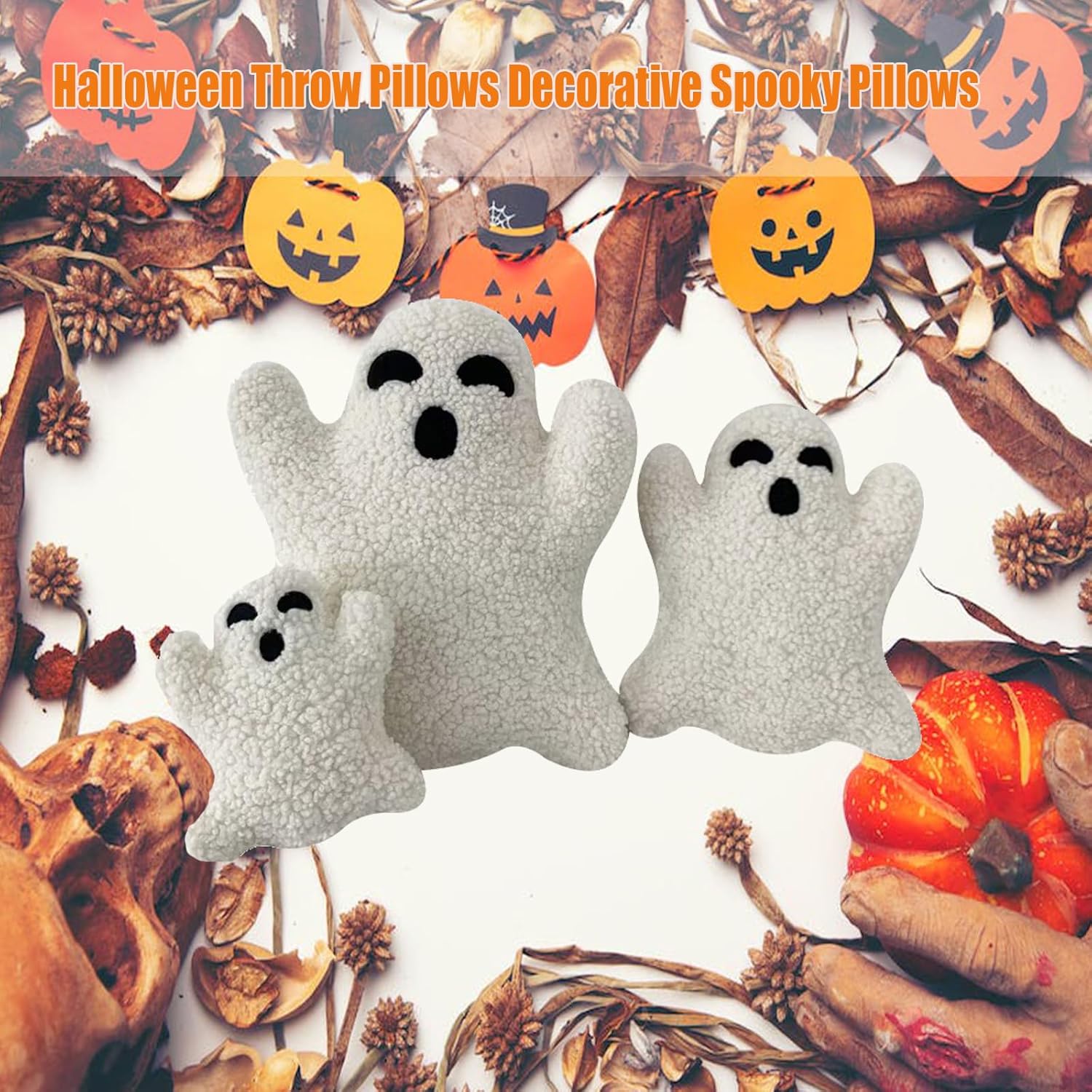 Halloween Ghost Pillow 3PCS Cute Plush Decorative Throw