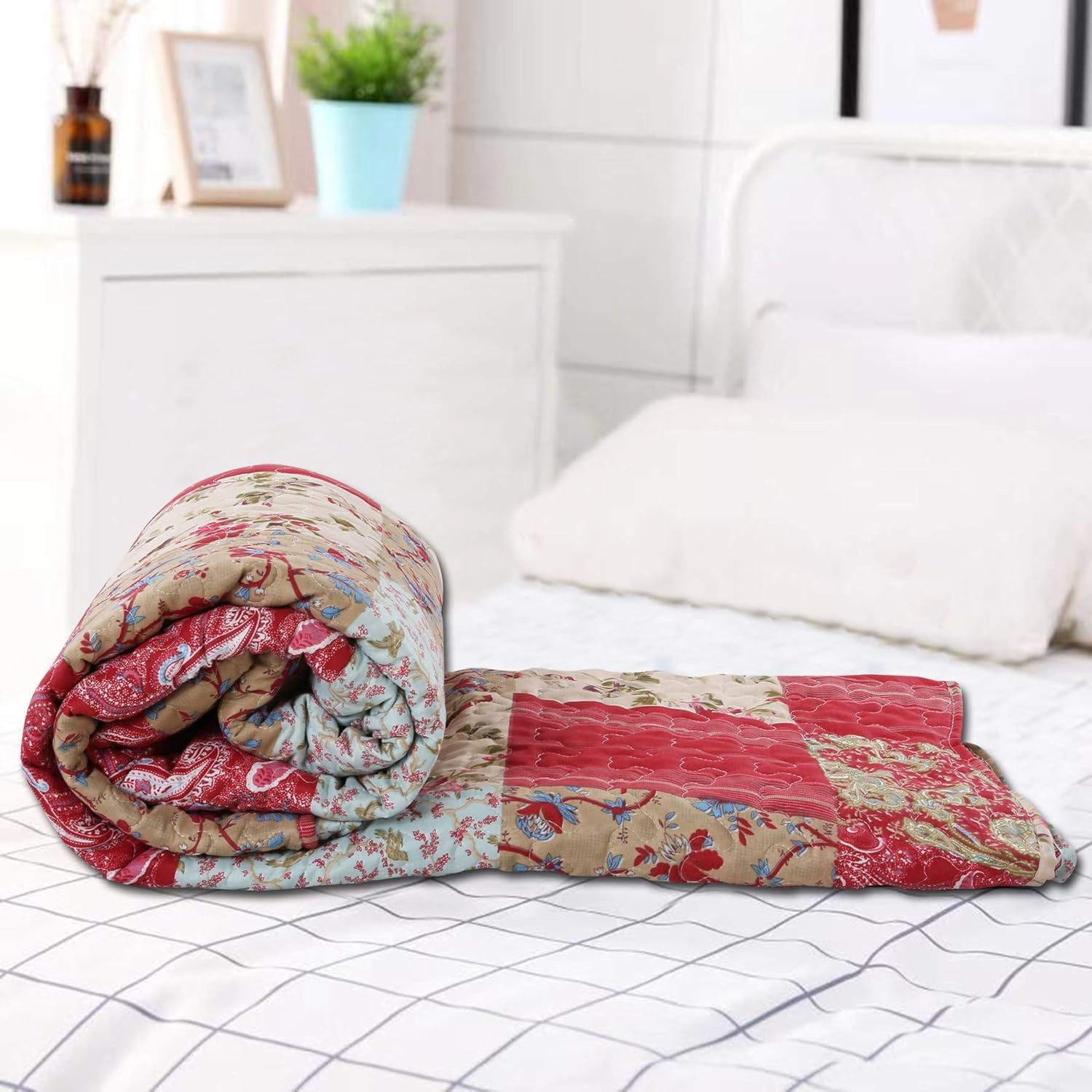 English Roses Quilt Set Reversible 3PC FullQueen Size