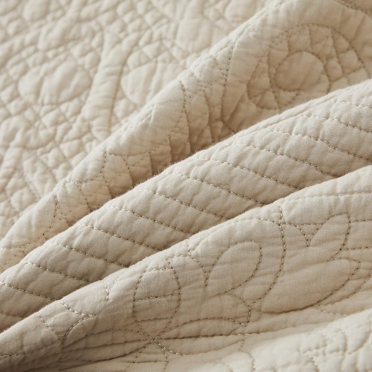 Brandream Beige Quilt Set King Size 3Pcs