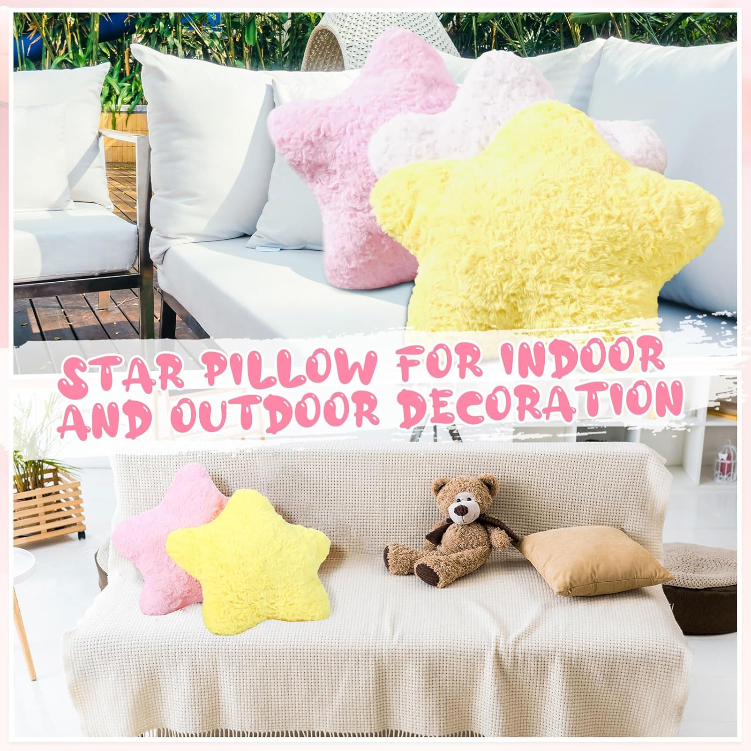 Yousoontic 6 Pcs Shaped Star Throw Pillows for Kids