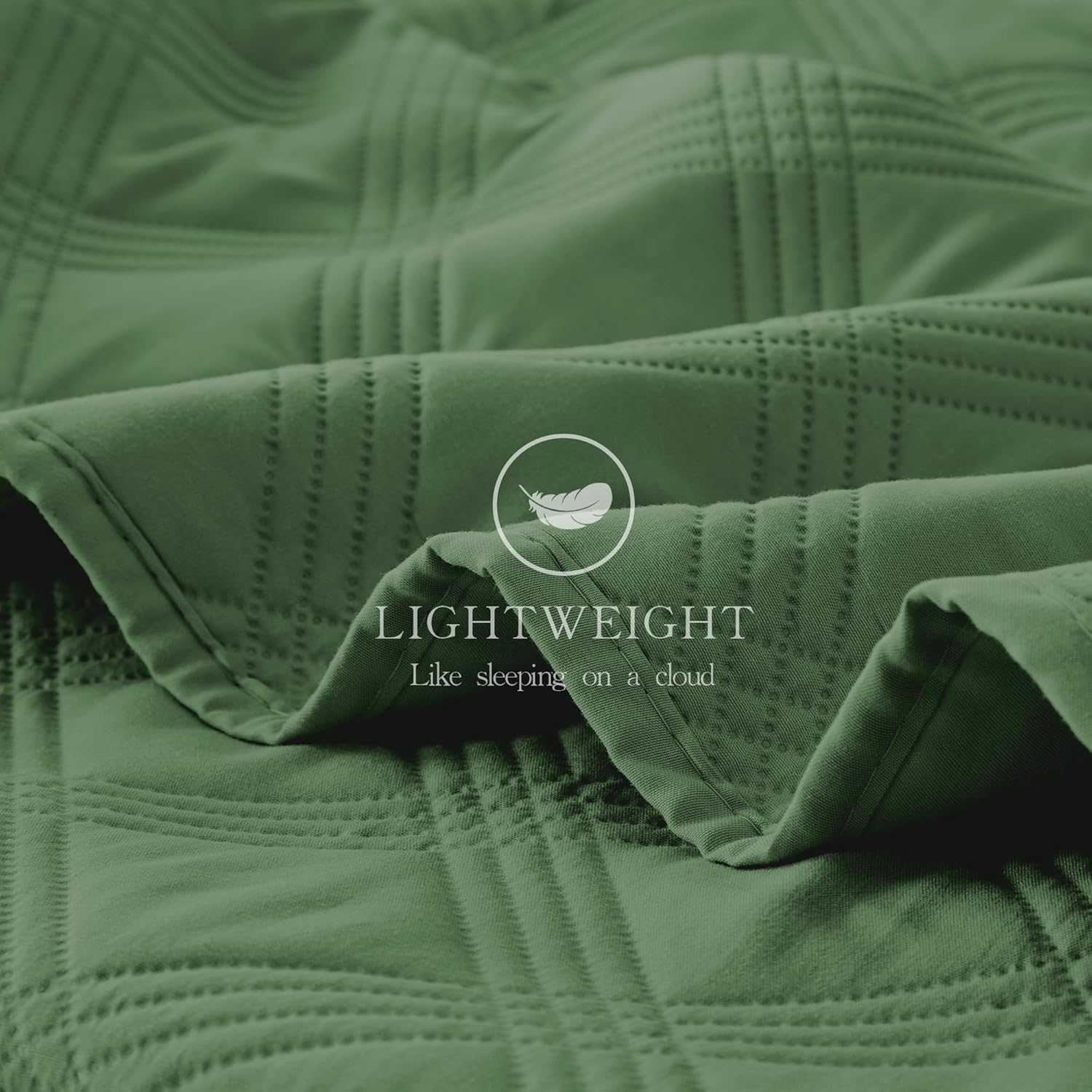 Inron Quilt Set Queen Size Olive Green Microfiber Ultrasonic Full Bedspreads