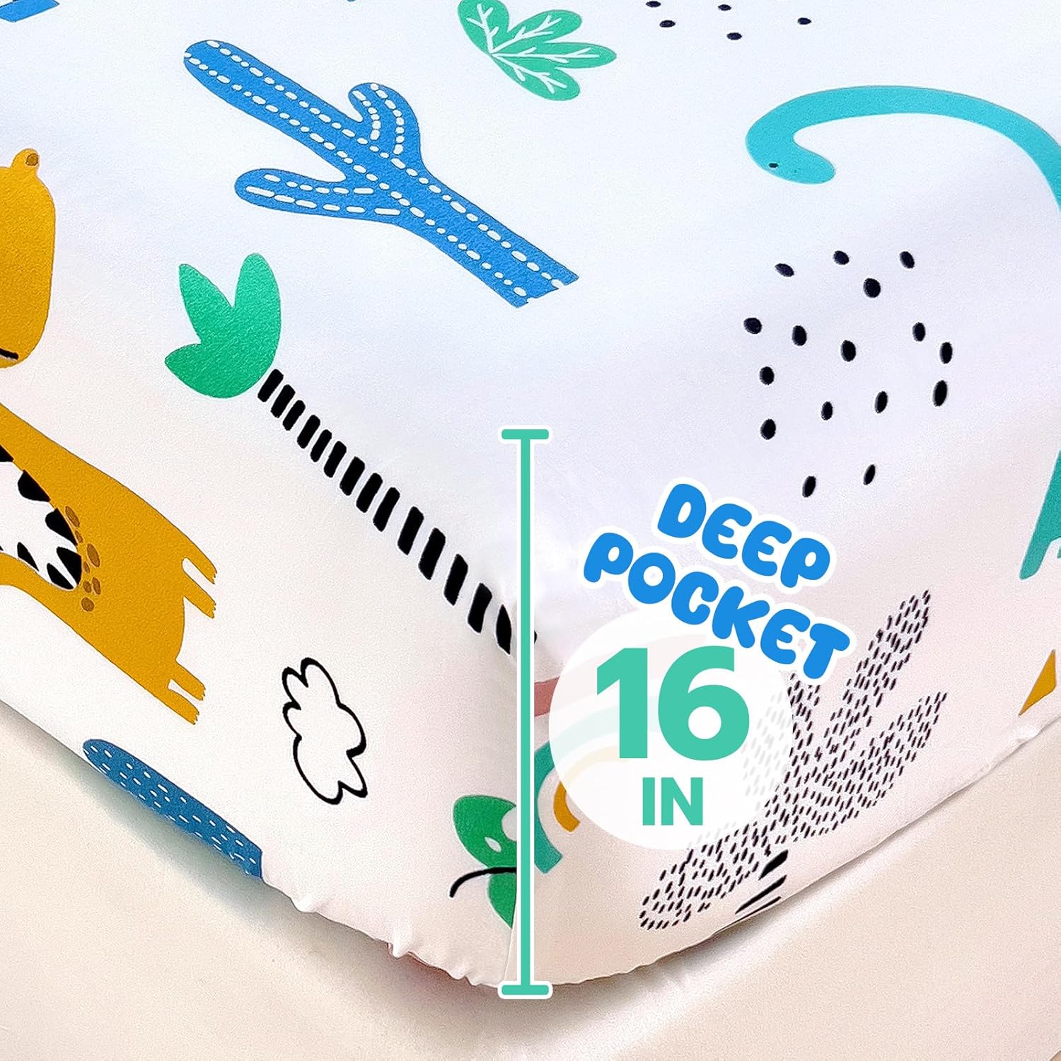 Homilay Queen Sheets Set for Kids - 4 Piece Dinosaur Pattern Bedding