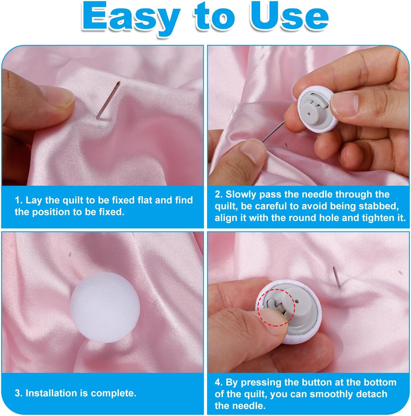 16pcs Duvet Clips with Mushroom Buttons and Iron Nails