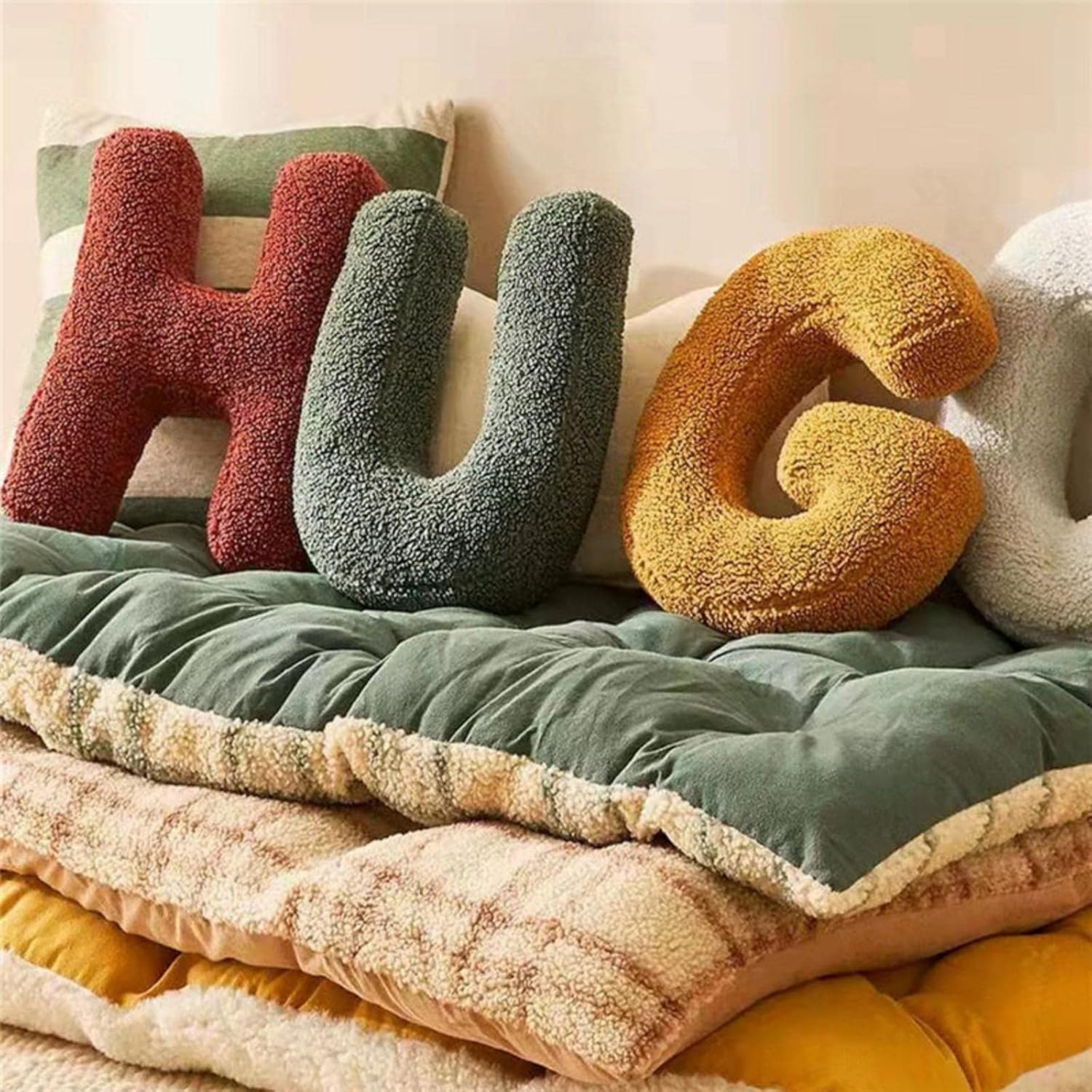 MOJUN Letter Pillows Cute Plush Alphabet Throw Cushions for Home and Office