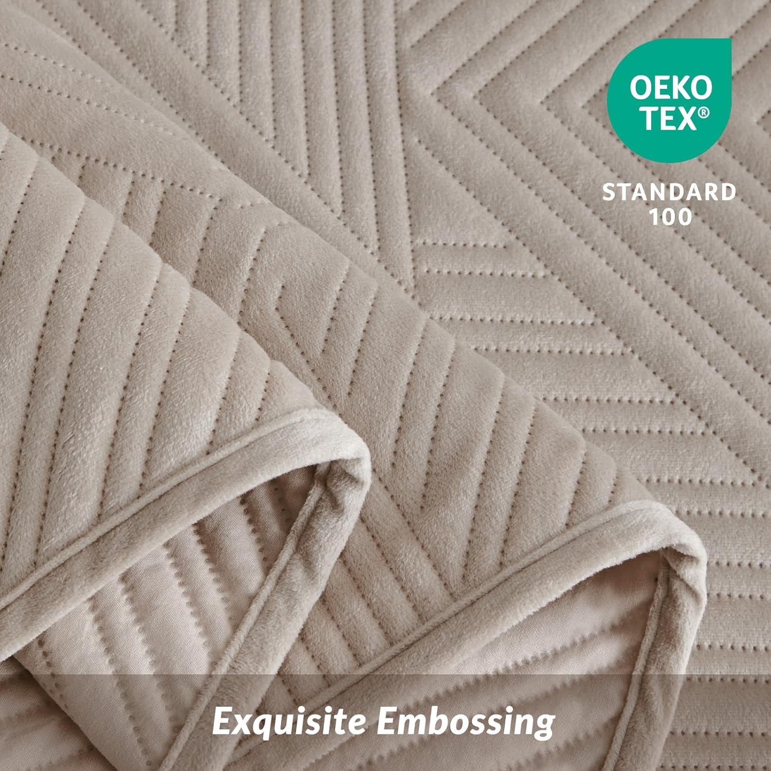WARMDERN Velvet Quilt Set Queen Size