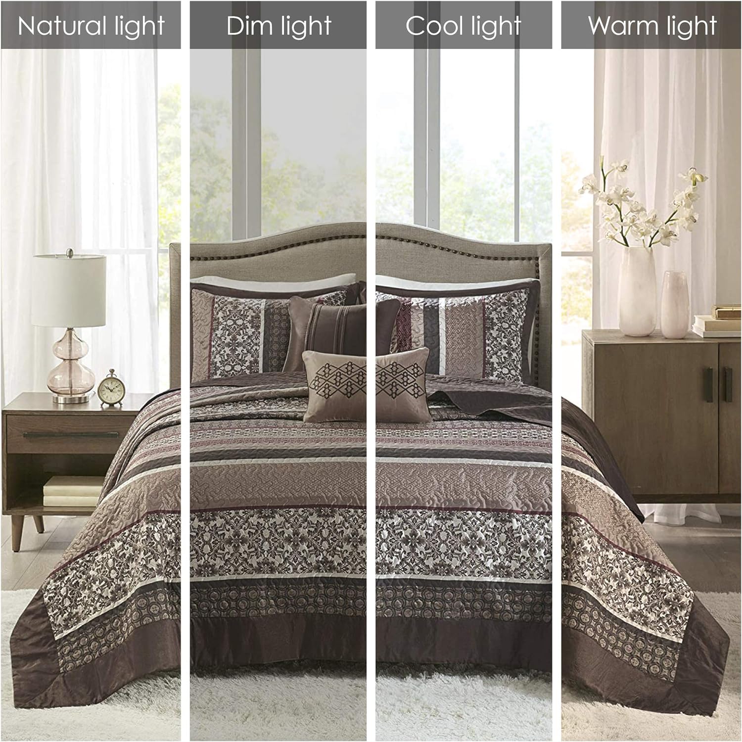 Madison Park Princeton Reversible Quilted Bedspread Set Queen 102x118 Red 5 Piece 1
