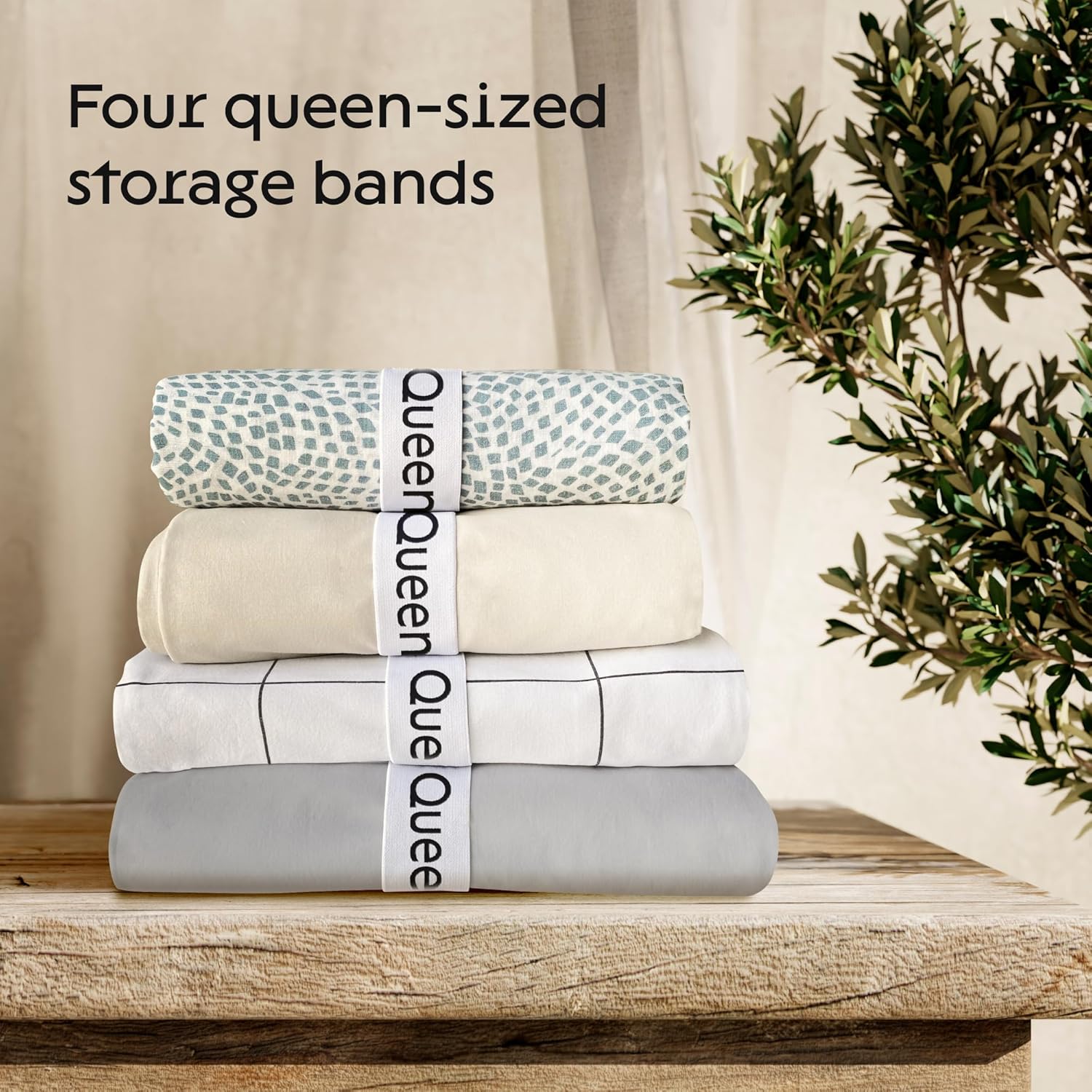 Niagara 4 Pack Bed Sheet Organizer Bands - Fully Elastic Linen Storage