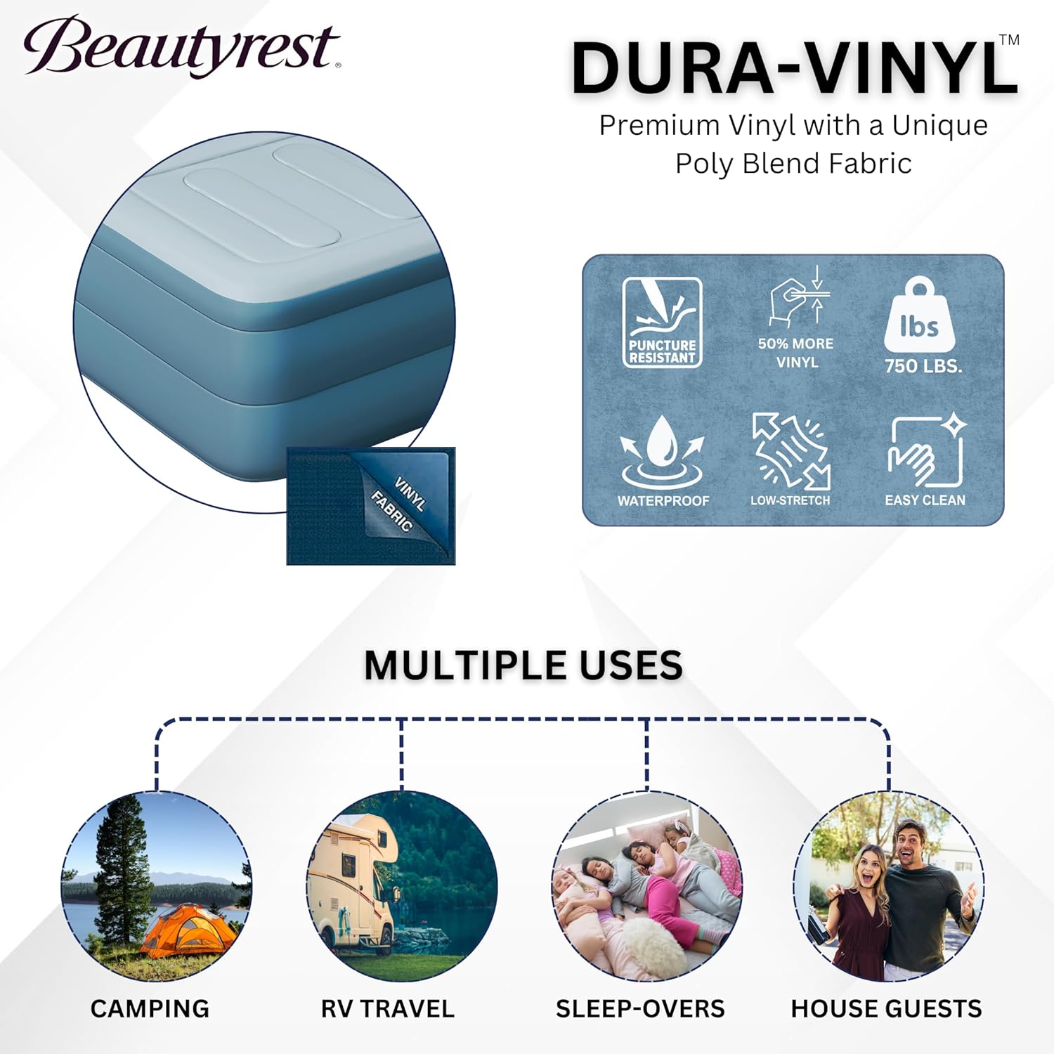 Beautyrest 18 Air Mattress with Pillowtop and Tri-Zone Support