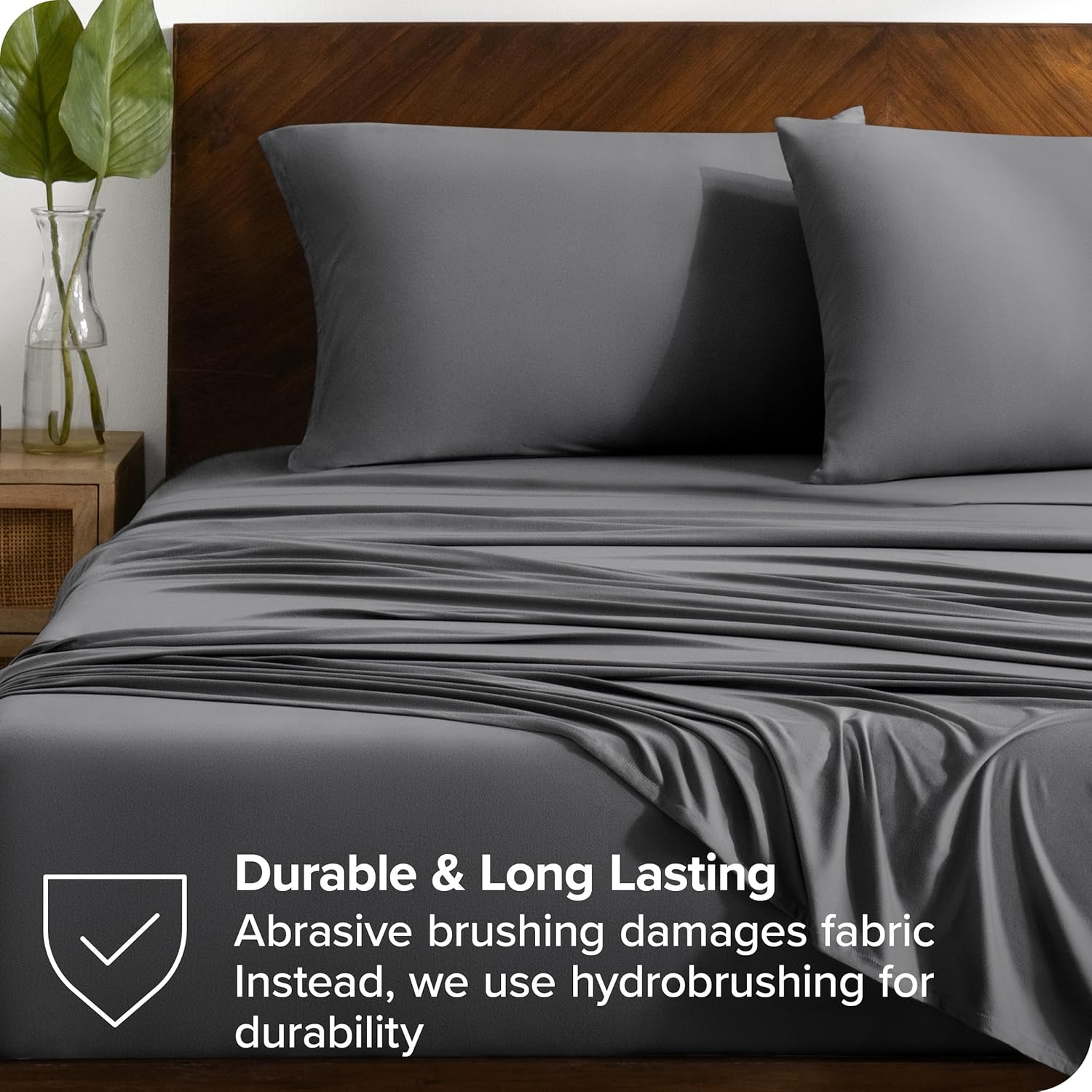 Bare Home Premium Microfiber Stretch Sheet Set Full Grey 1