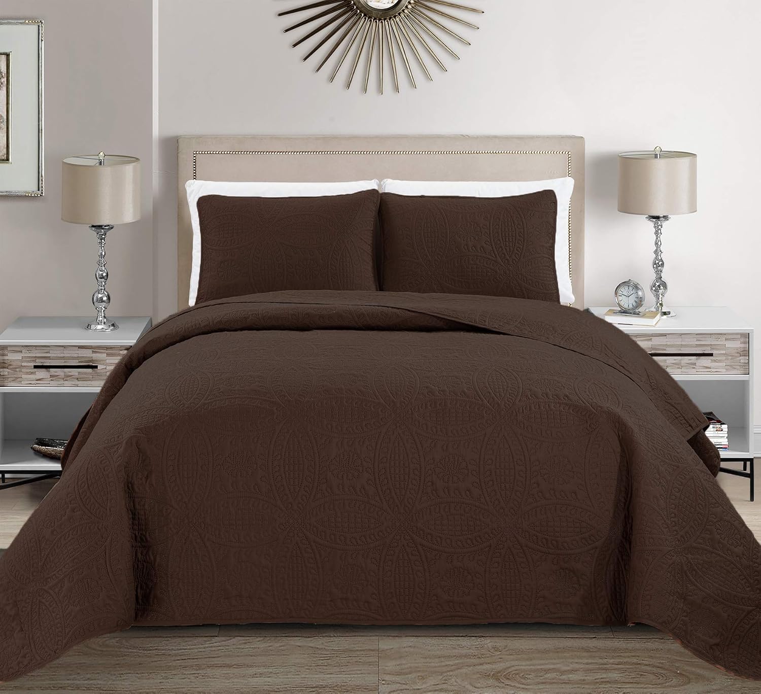MK Home Embossed Bedspread Set King Cal King