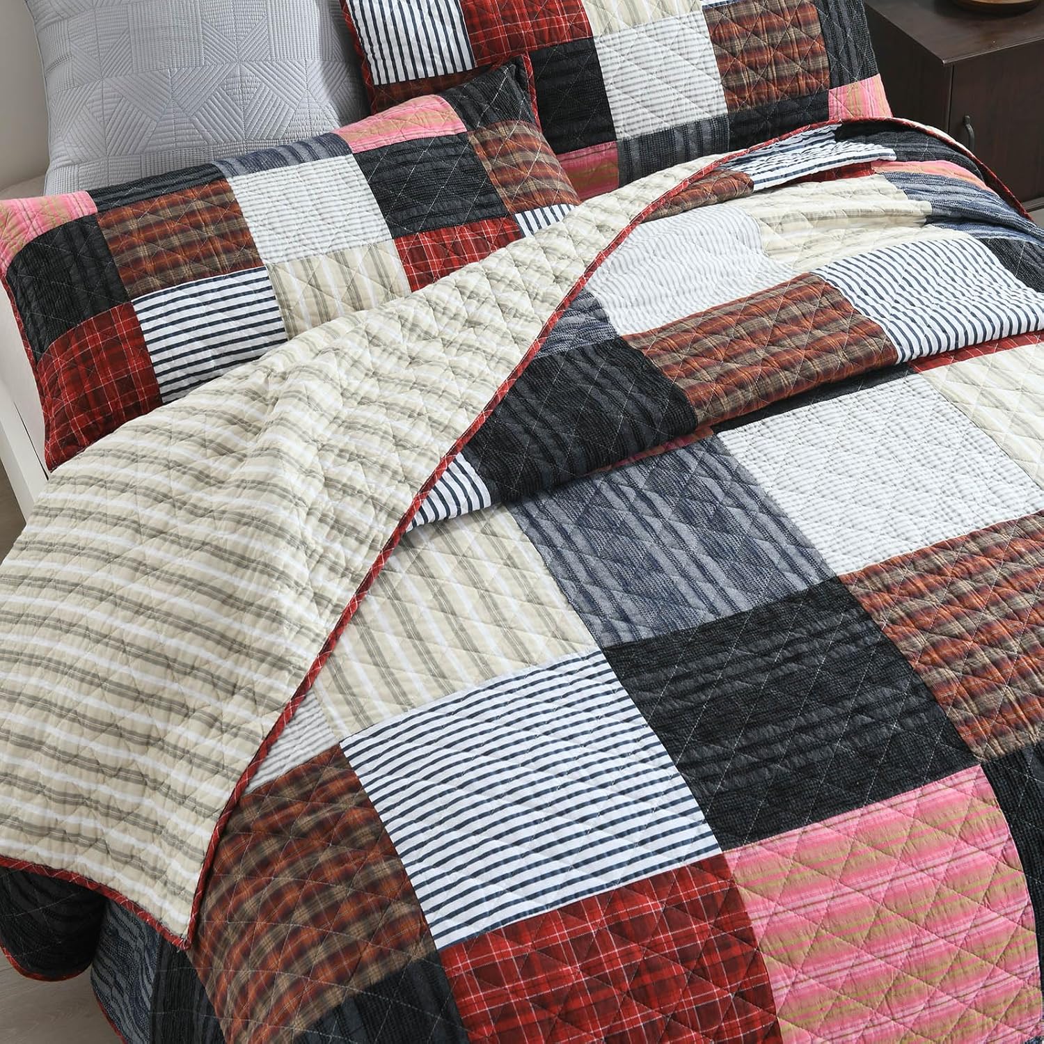 mixinni 100 Cotton Reversible Quilt Set for King Bed