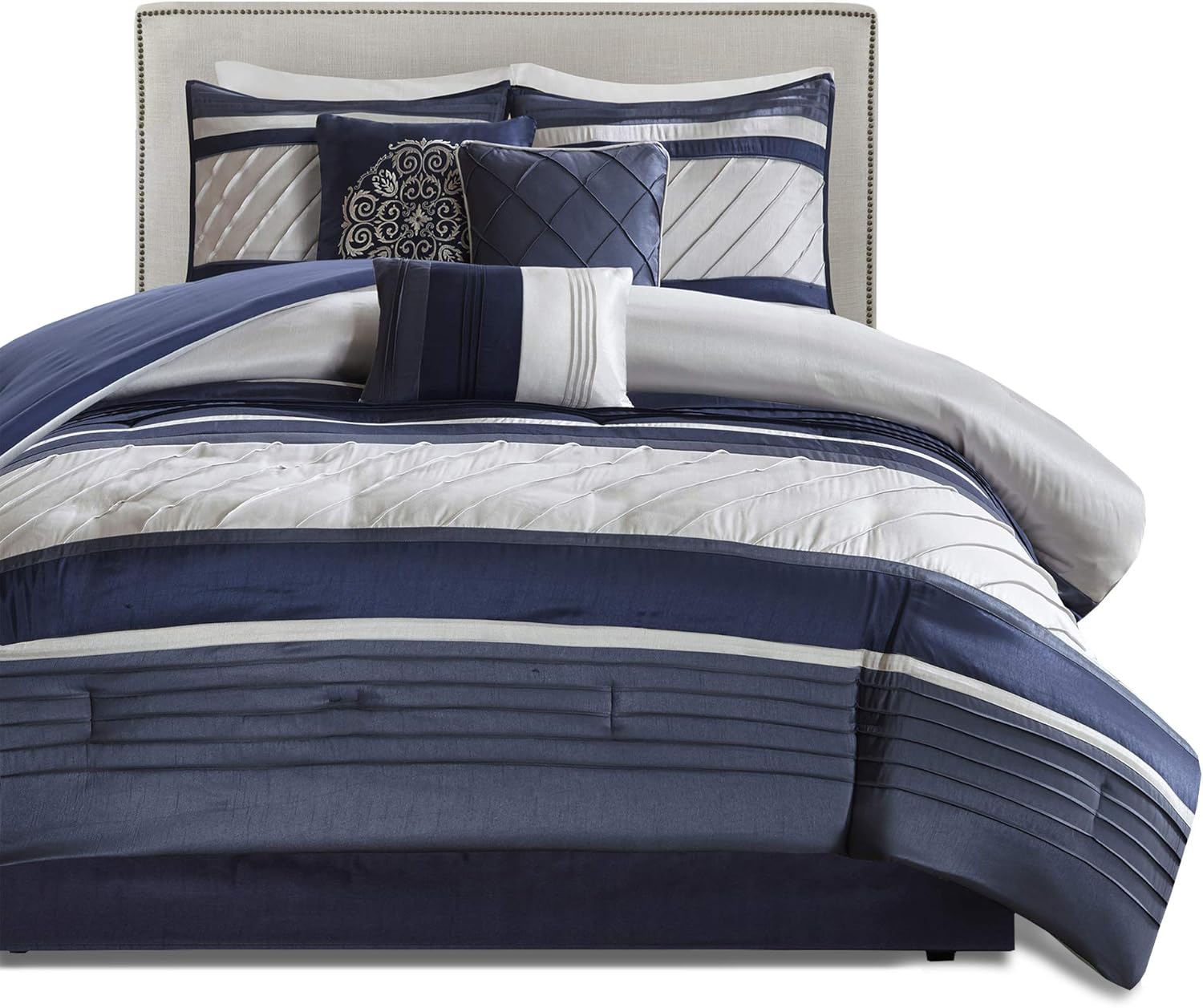 Madison Park Blaire Cozy Comforter Set 7 Piece Navy