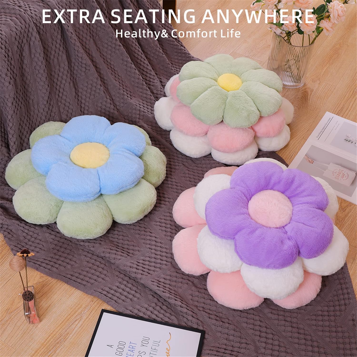 AZCHEN Flower Pillow Decorative Throw Pillow Plush