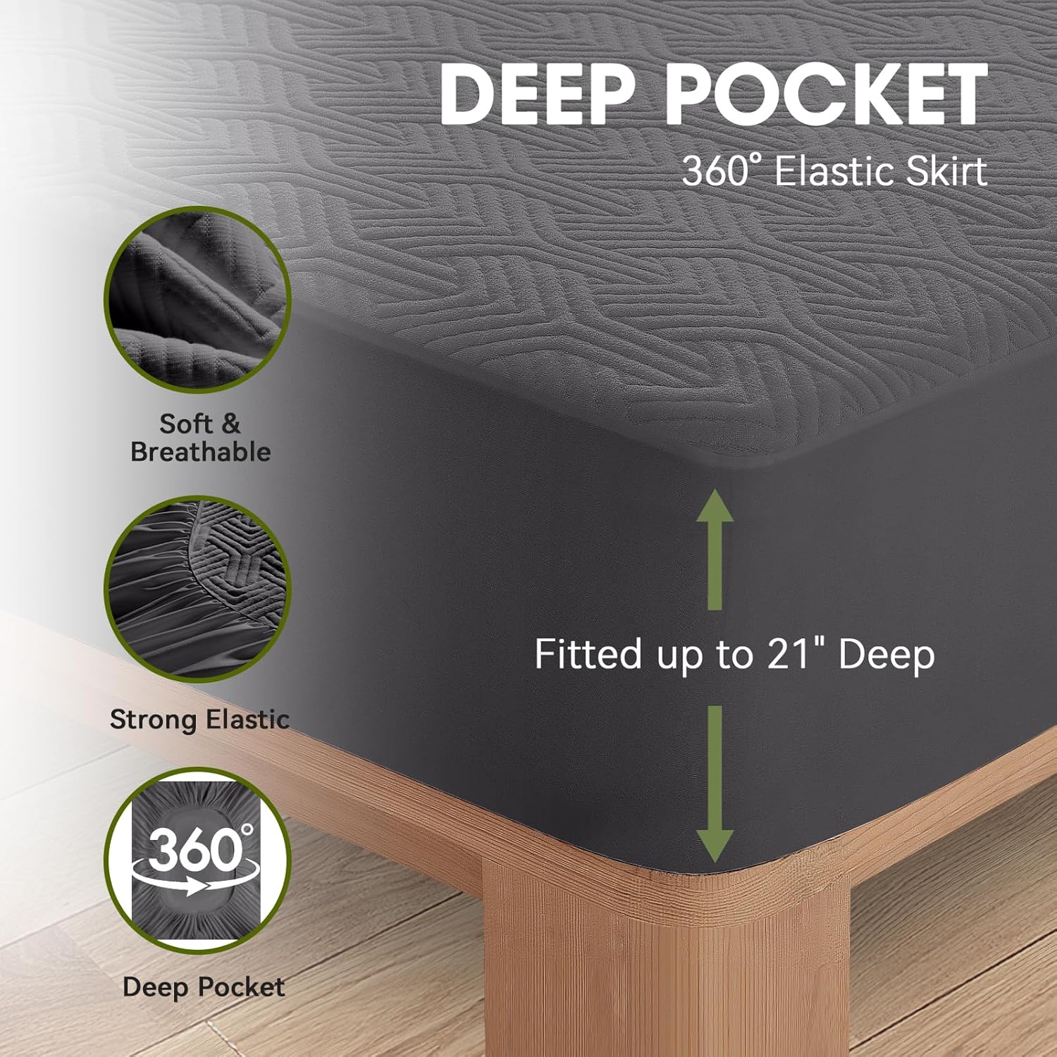 HYLEORY Twin XL Waterproof Mattress Protector - Bamboo Viscose Cooling Pad Cover