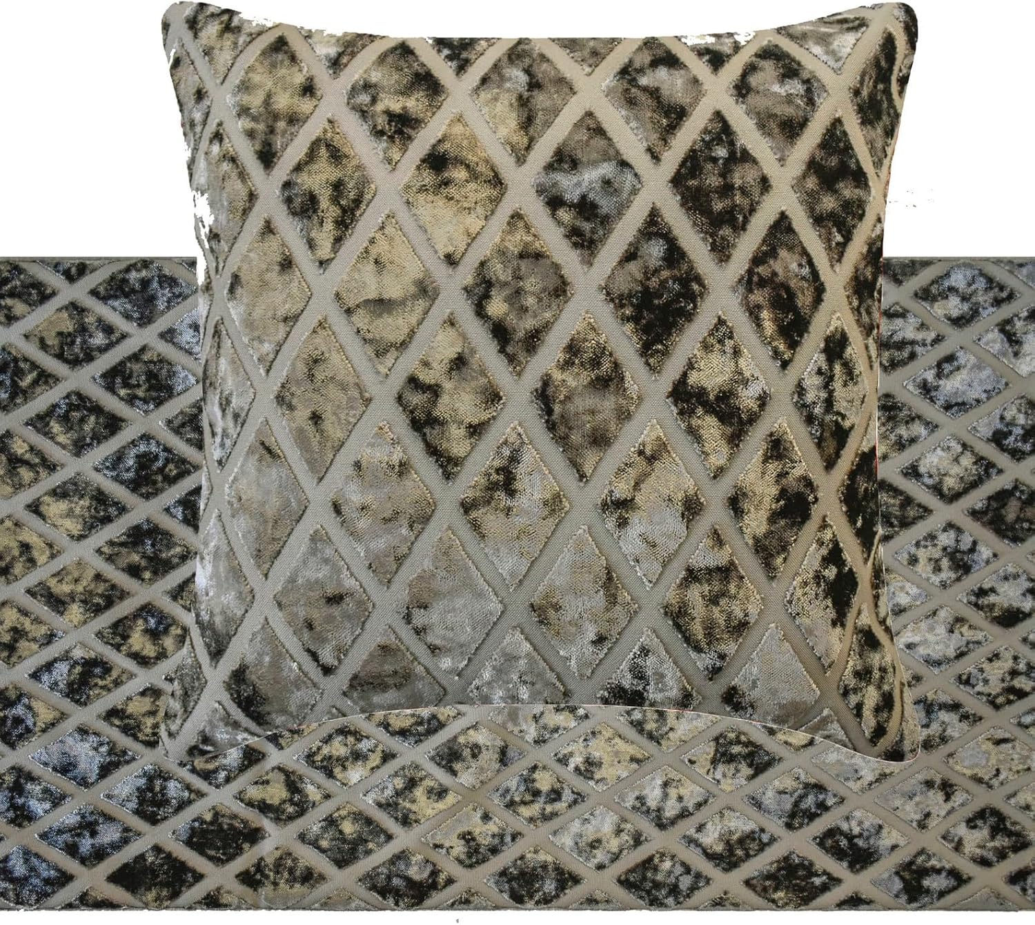 The HomeCentric Grey Velvet Bed Runner with Pillow Covers
