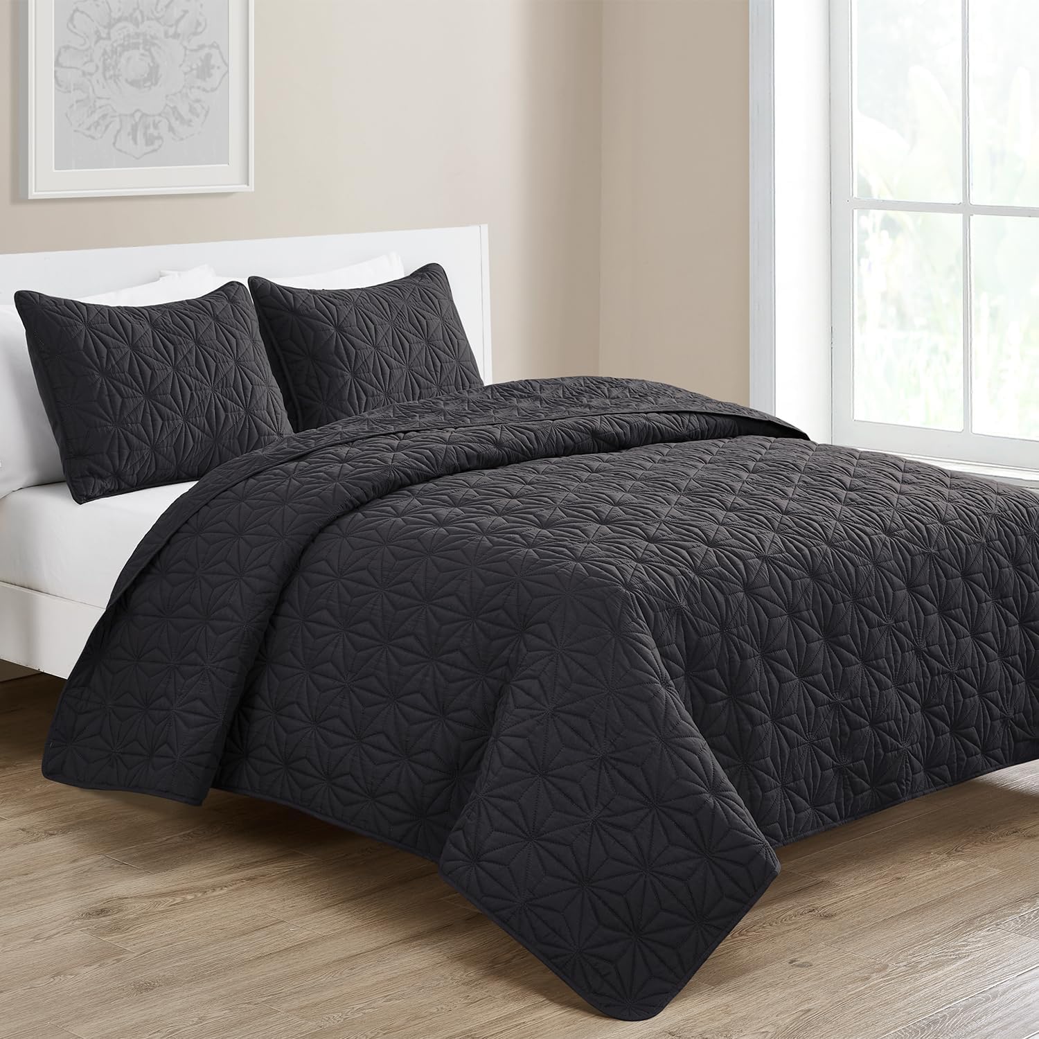 VCNY Home Full Queen Quilt Set with Shams - Kaleidoscope Grey
