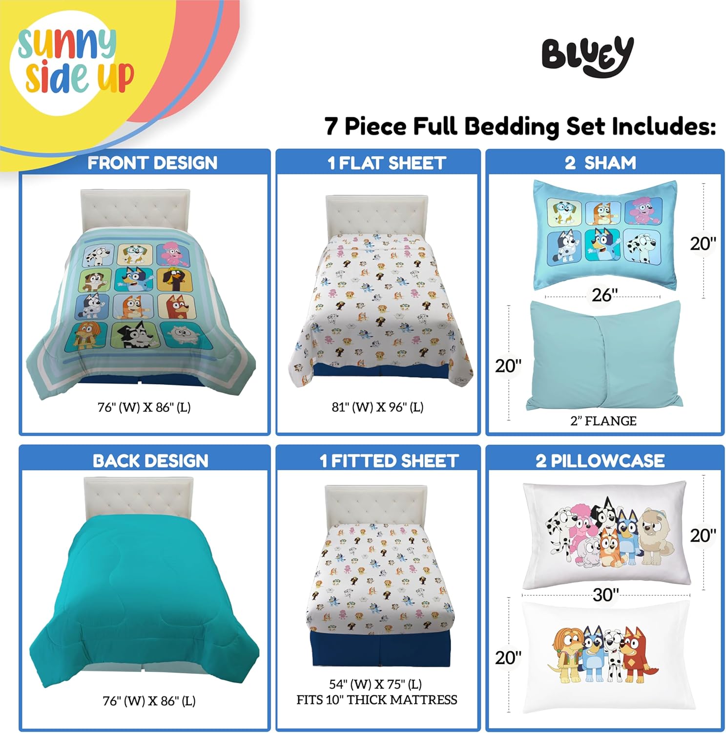 Sunny Side Up Bluey Friends 7-Piece Comforter Set 1
