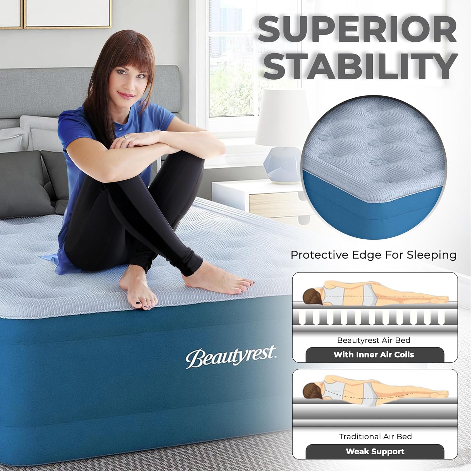 Beautyrest 17 Comfort Plus Air Mattress with Pump and Cooling Topper