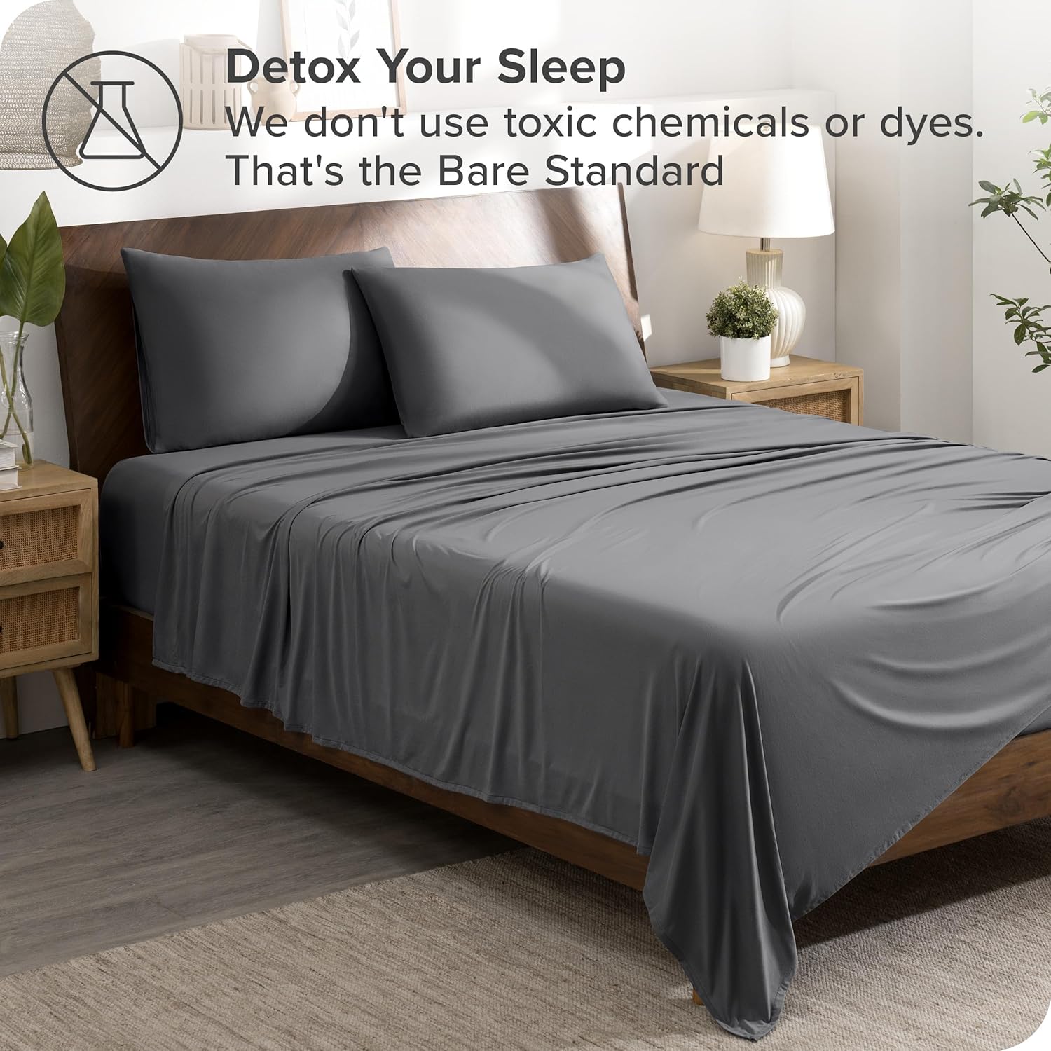 Bare Home Premium Microfiber Stretch Sheet Set Full Grey 1