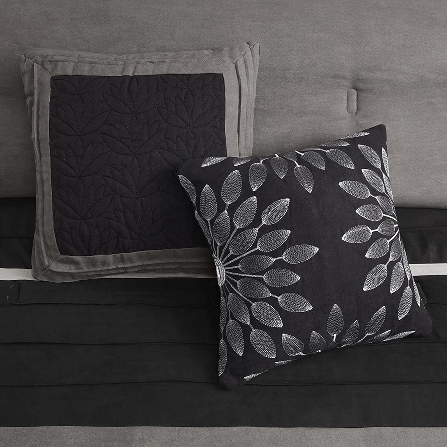Madison Park Palmer Comforter Set - Faux Suede Black Queen 7 Piece