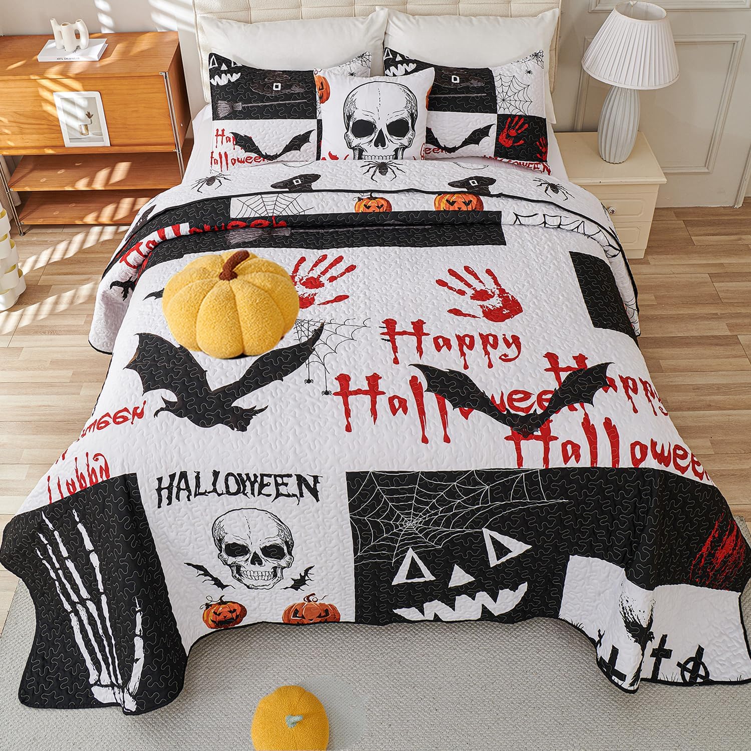 Cmfshape Halloween Quilt Set 3 Piece Queen Size