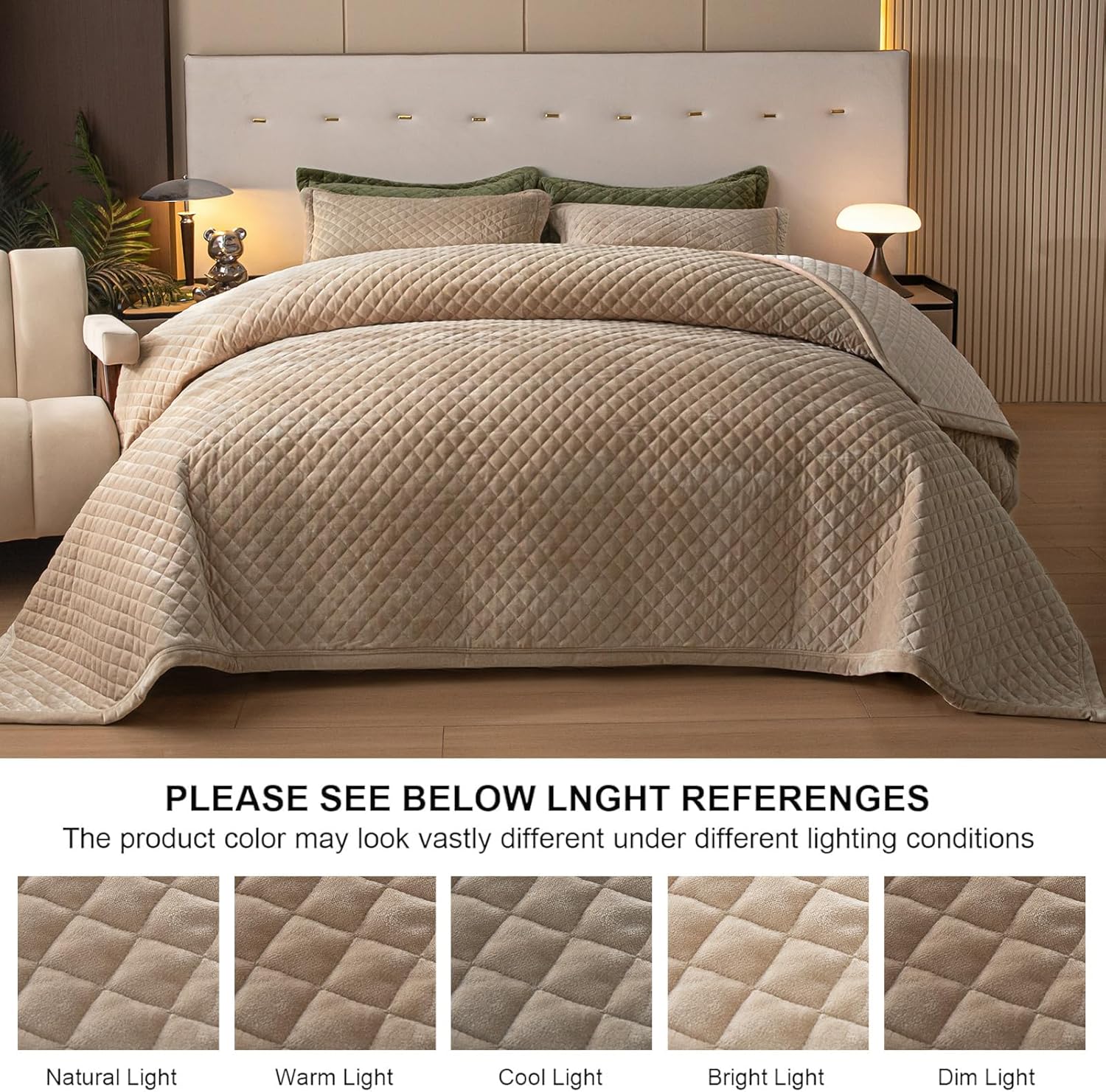 tohrisa Queen Size Velvet Quilt Set 3-Piece